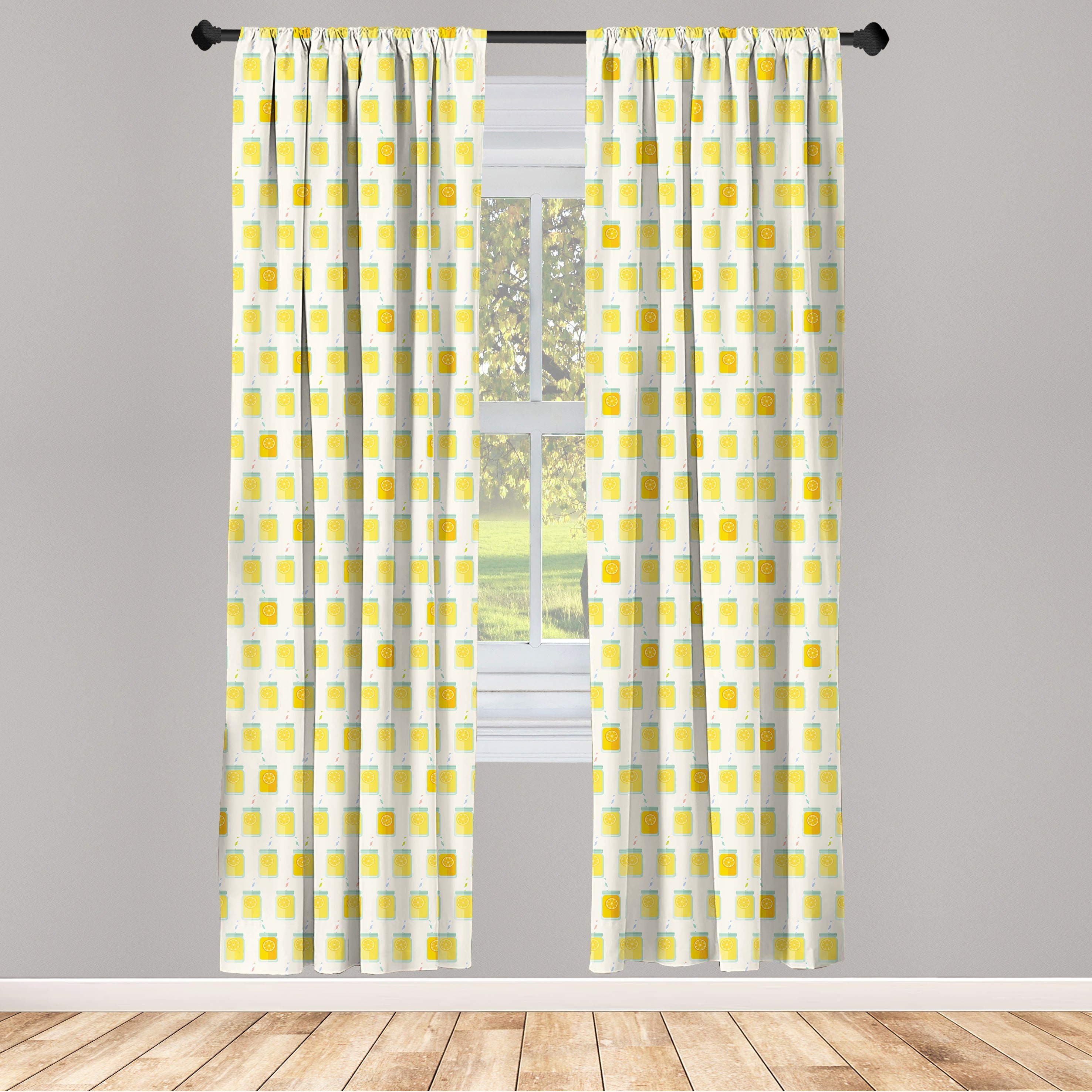 Gardine Vorhang für Wohnzimmer Schlafzimmer Dekor, Abakuhaus, Microfaser, Sommer Maurer-Gläser mit Fruchtscheiben