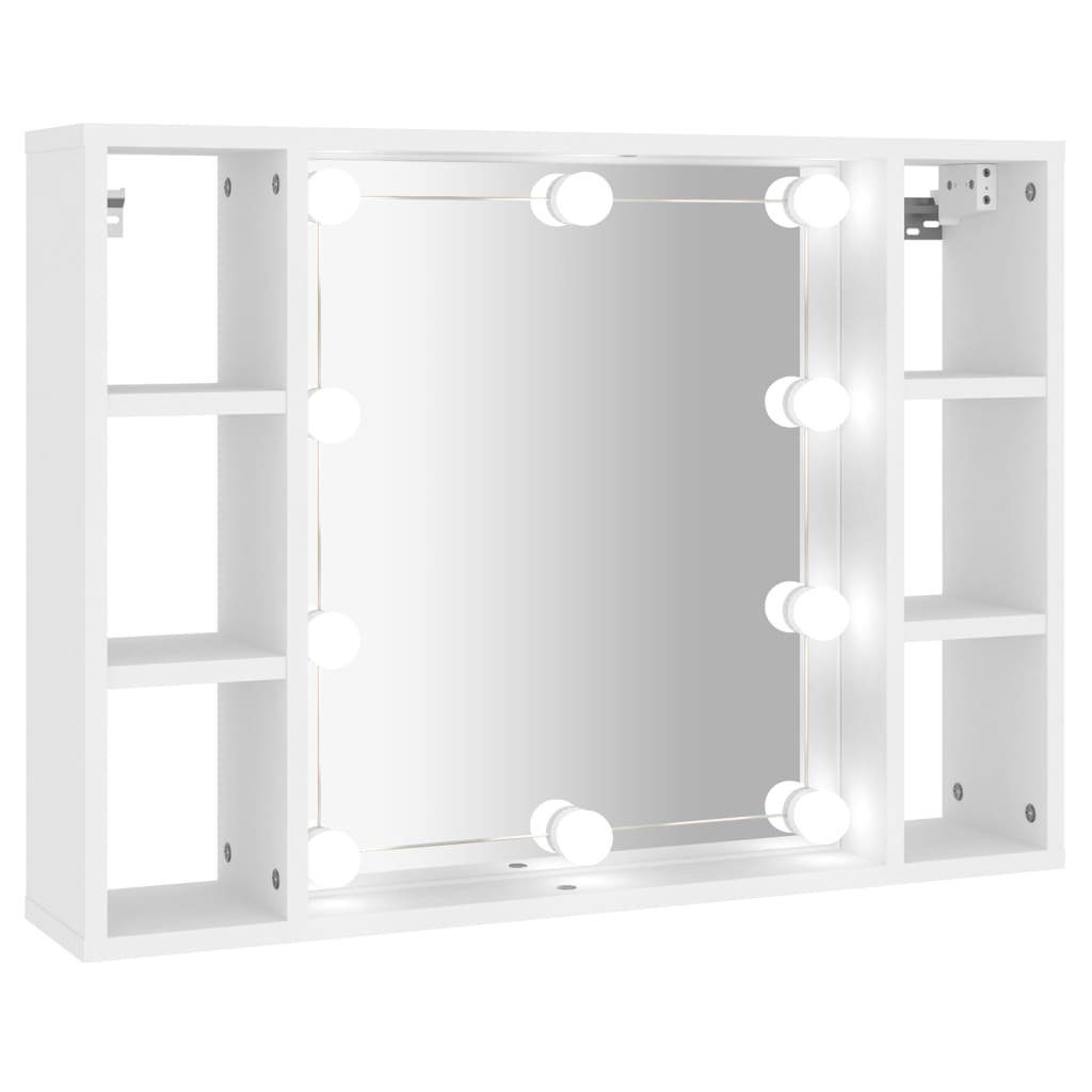 vidaXL Badezimmerspiegelschrank Spiegelschrank mit LED Weiß 76x15x55 cm