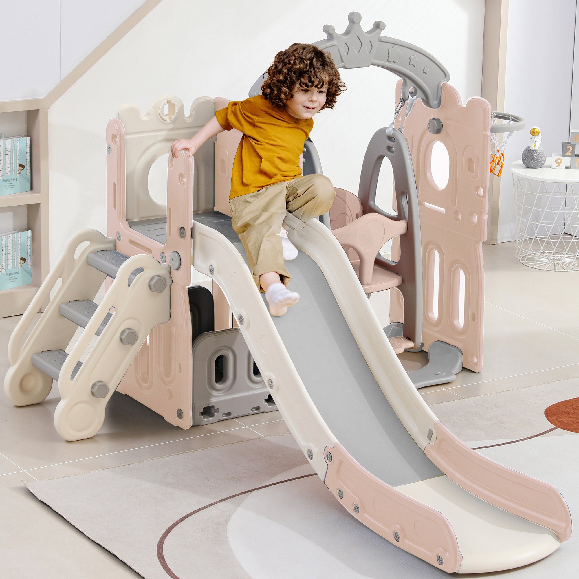 4-in-1 Kinder Rutsche Mit Schaukel & Klettergerüst – Für Indoor & Outdoor, Ab 2-6 Jahre (Grün)