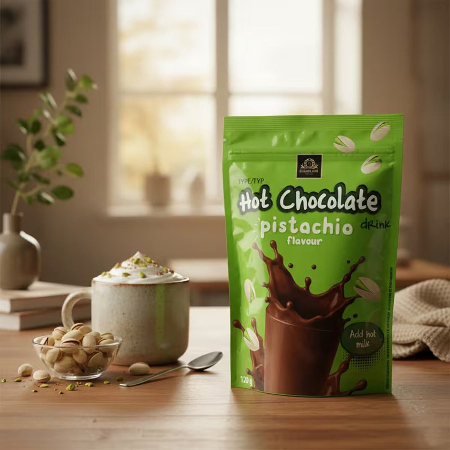 Bardollini Kakao, 1 x 120 g, Hot Chocolate Pistachio Flavour Niederlande