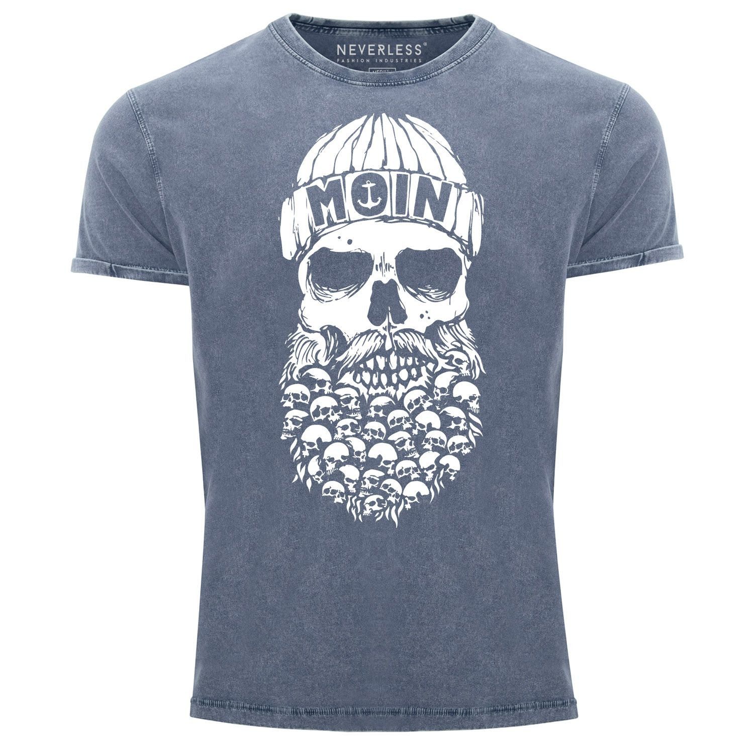 Neverless Print-Shirt Herren Vintage Shirt Totenkopf günstig online kaufen