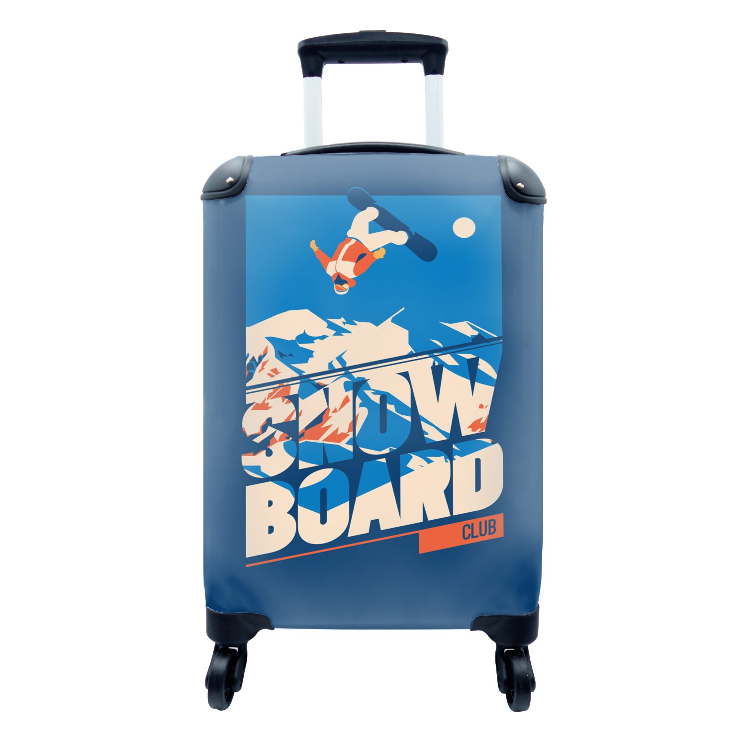 MuchoWow Handgepäckkoffer Snowboard club' - Berg - Zitate - Sprichwörter, 4 Rollen, Reisetasche mit rollen, Handgepäck für Ferien, Trolley, Reisekoffer