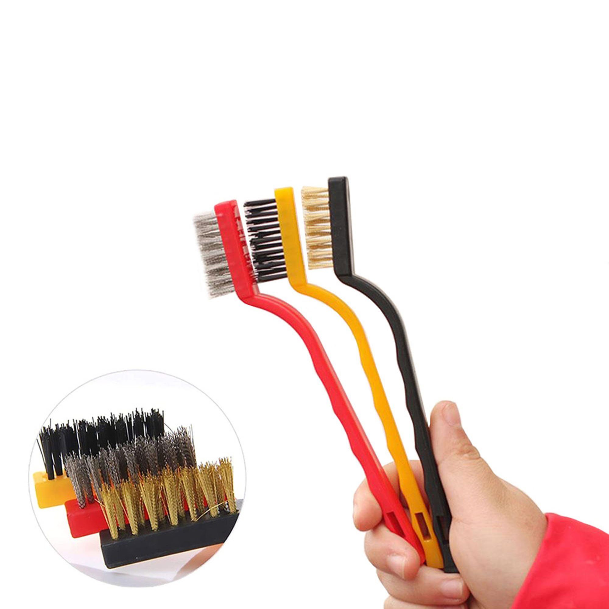 TSB Werk Drahtbürste 3x Drahtbürste Reinigungsbürste Metallbürste, Messing, Nylon, Edelstahl, Bürste Set