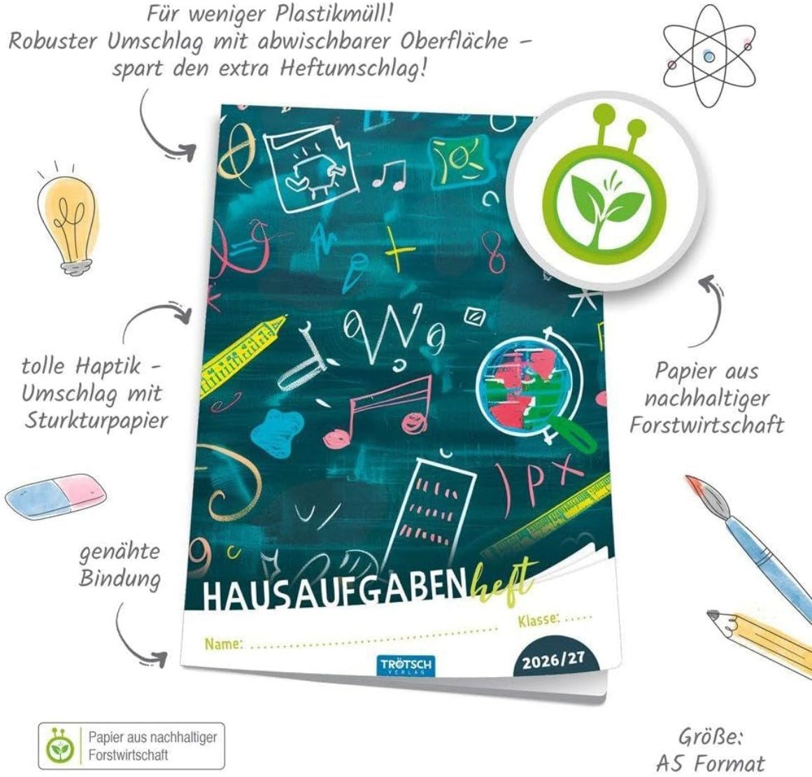 Trötsch Verlag Schulheft TRÖTSCH Hausaufgabenheft Grundschule Tafel 2026/2027