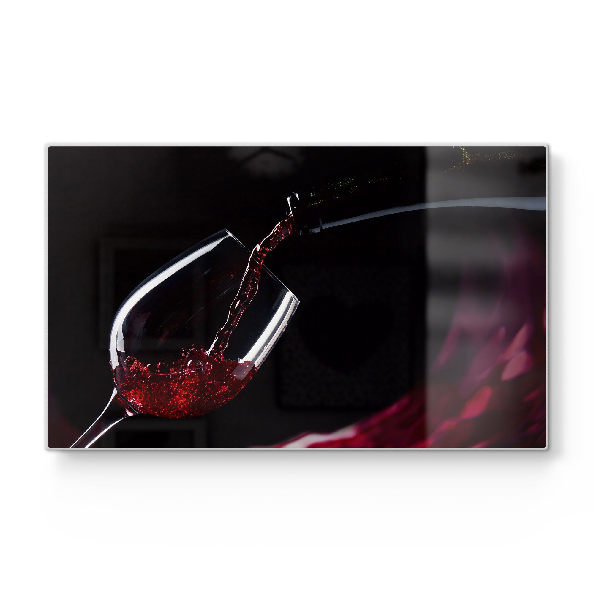 DEQORI Schneidebrett 'Rotwein ins Glas gegossen', Glas, Platte Frühstücksbrett Schneideplatte