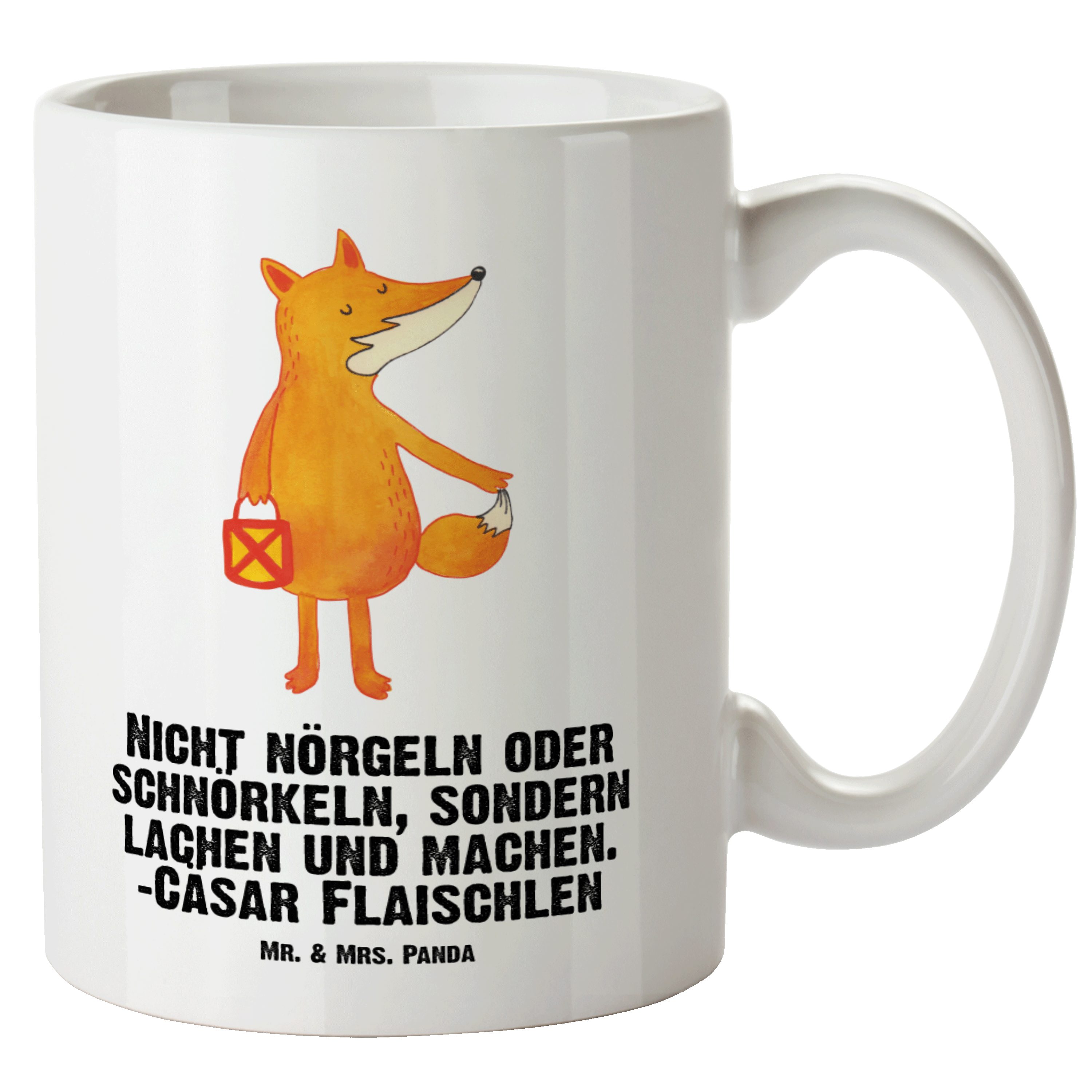Mr. & Mrs. Panda Tasse Fuchs Laterne - Weiß - Geschenk, Grosse Kaffeetasse, Liebeskummer Spr, XL Tasse Keramik