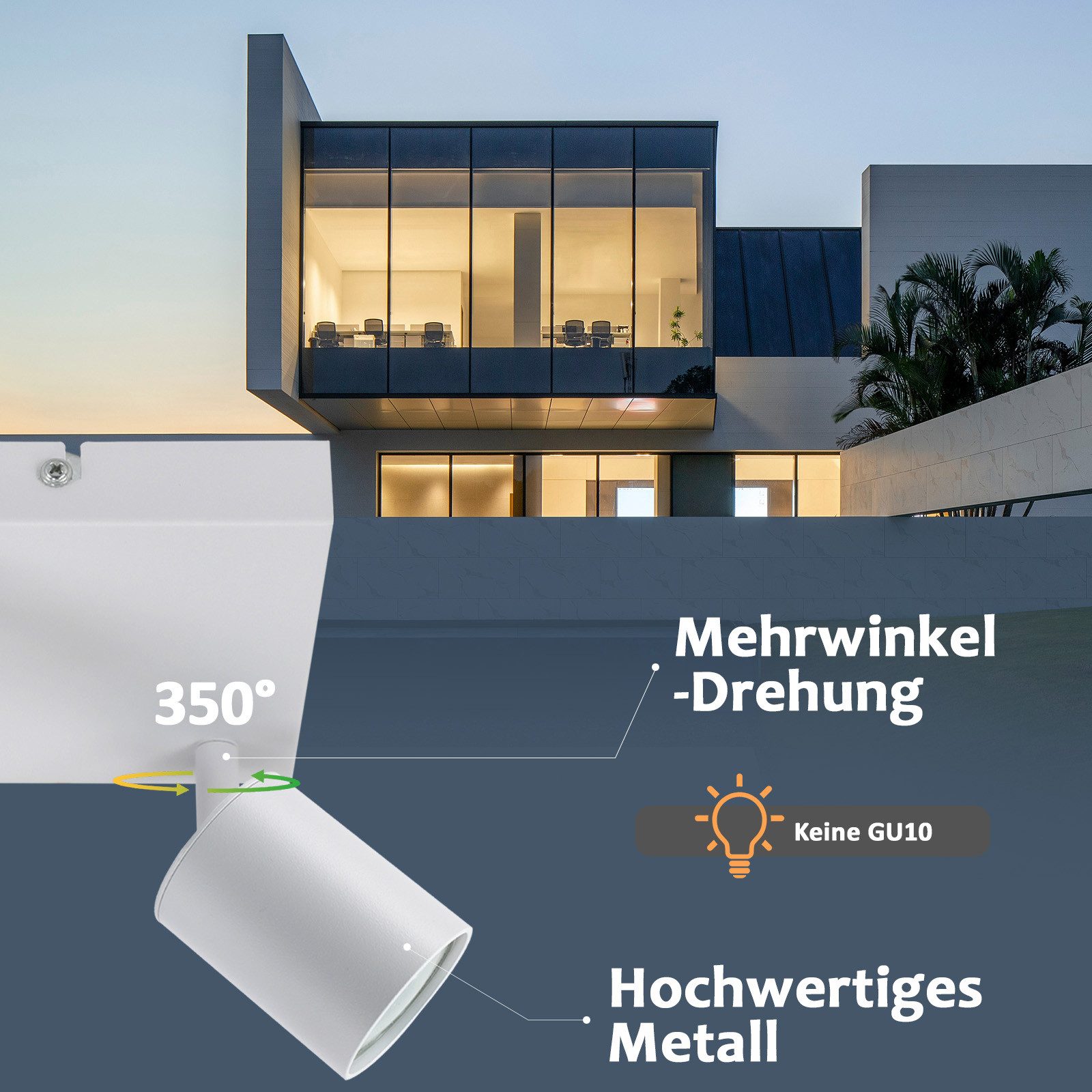 Nettlife Deckenstrahler Schwarz GU10 Modern Wohnzimmer 2 Flammig Schwenkbar Deckenlampe, Schwenkbar, LED wechselbar, Rund Flur Deckenspot Innen Spot für Schlafzimmer Küche
