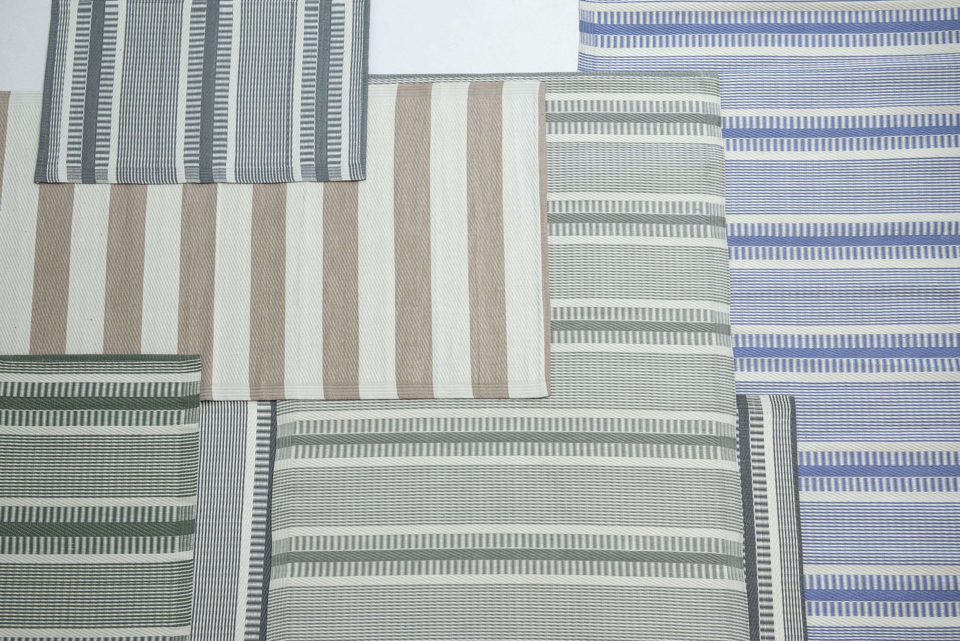 Ib Laursen Outdoorteppich Teppich Läufer Terrasse Balkon 120x180cm Blau Weiß Kunststoff Ib