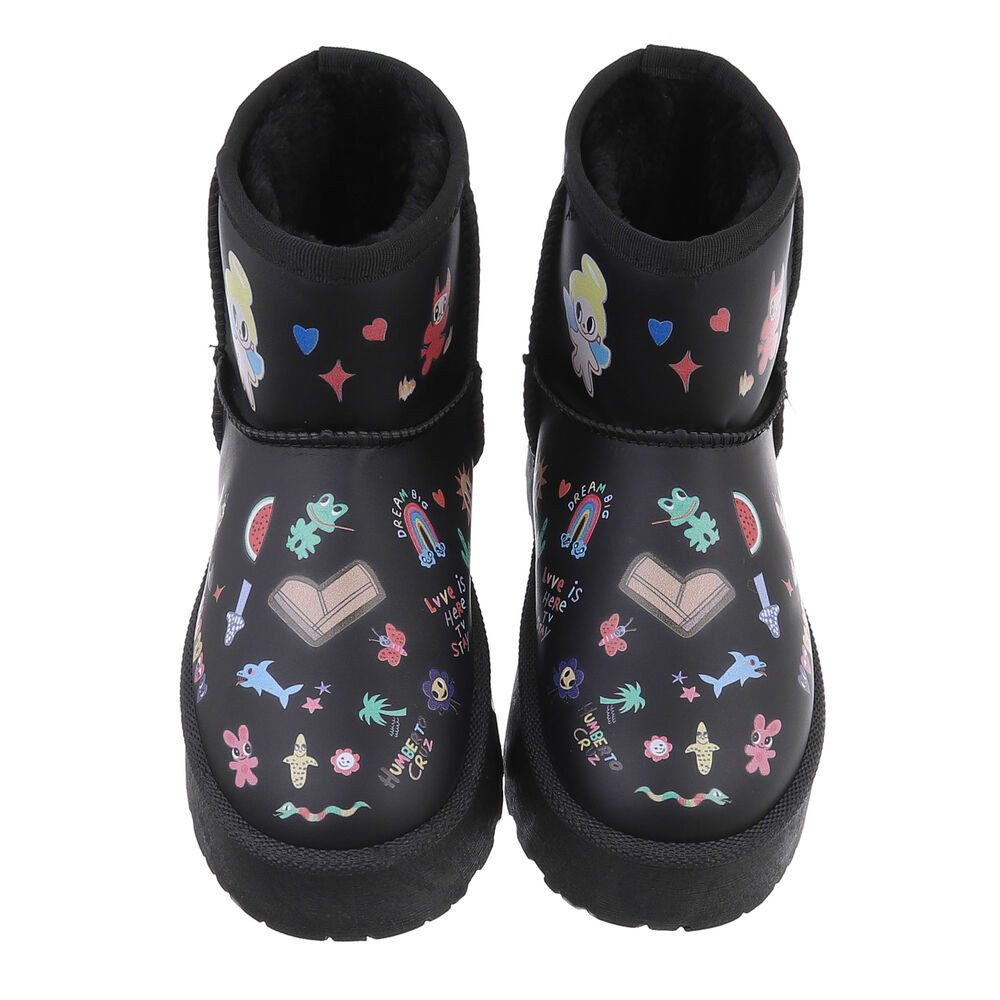 Ital-Design Kinder Snowboots Freizeit Stiefelette (87214306) Flach Stiefeletten in Schwarz – Bild 4 von 4