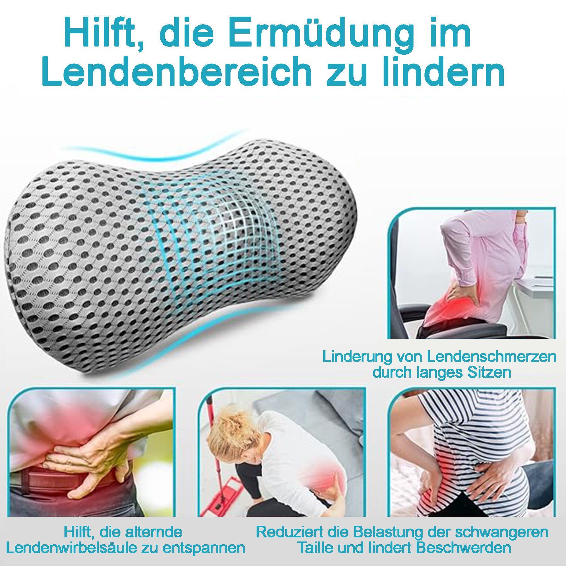Mutig Rückenkissen Rückenkissen Lendenkissen, ergonomisches Rückenkissen aus Memory Foam, Lendenwirbelkissen für unteren Rücken, Rückenstützkissen für Bürostuhl Autositz Bett Stuhl, orthopädisches Rückenpolster zur Druckentlastung
