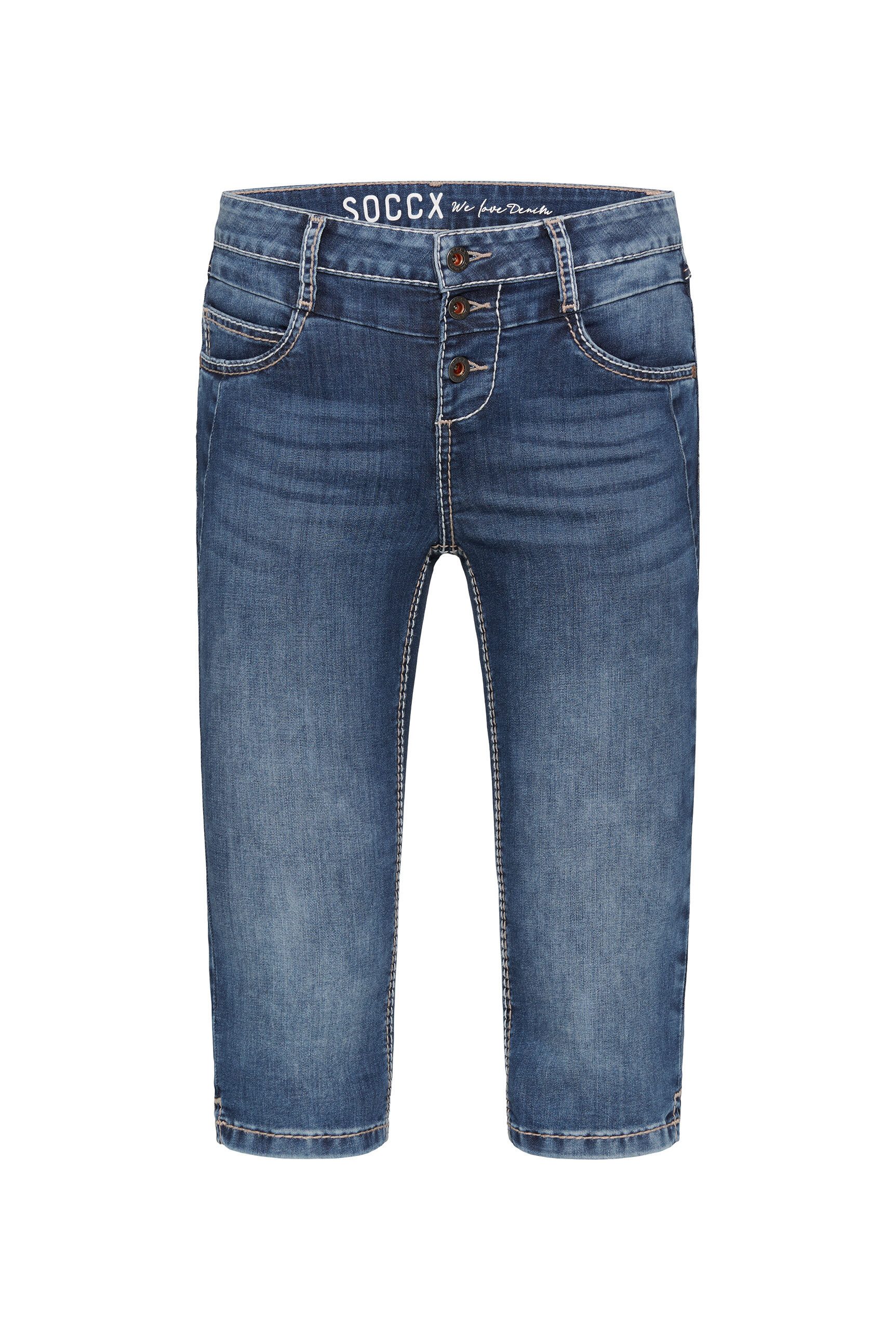 SOCCX Jeansshorts mit Schlitz am Saum