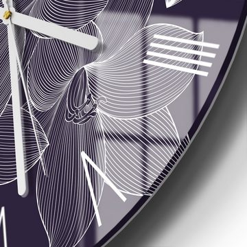 DEQORI Wanduhr 'Elegante Liliengrafik' (Glas Glasuhr modern Wand Uhr Design Küchenuhr)