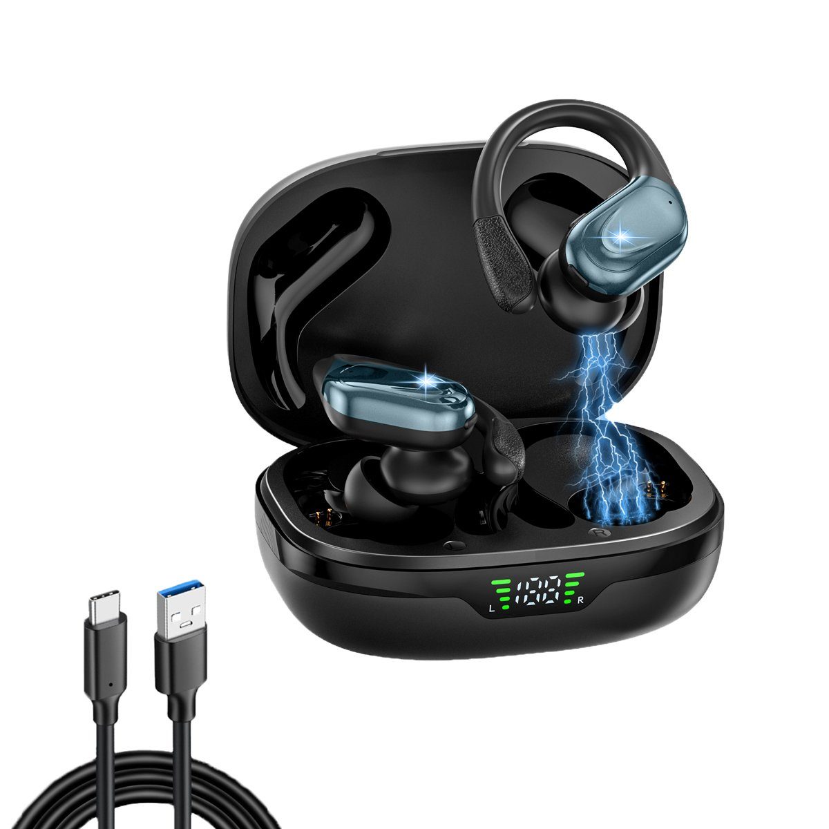 HYIEAR Kopfhörer, In-Ear-Kopfhörer,Kopfhörer kabellos bluetooth,Bluetooth In-Ear-Kopfhörer (Bluetooth, Stereo USB-C)