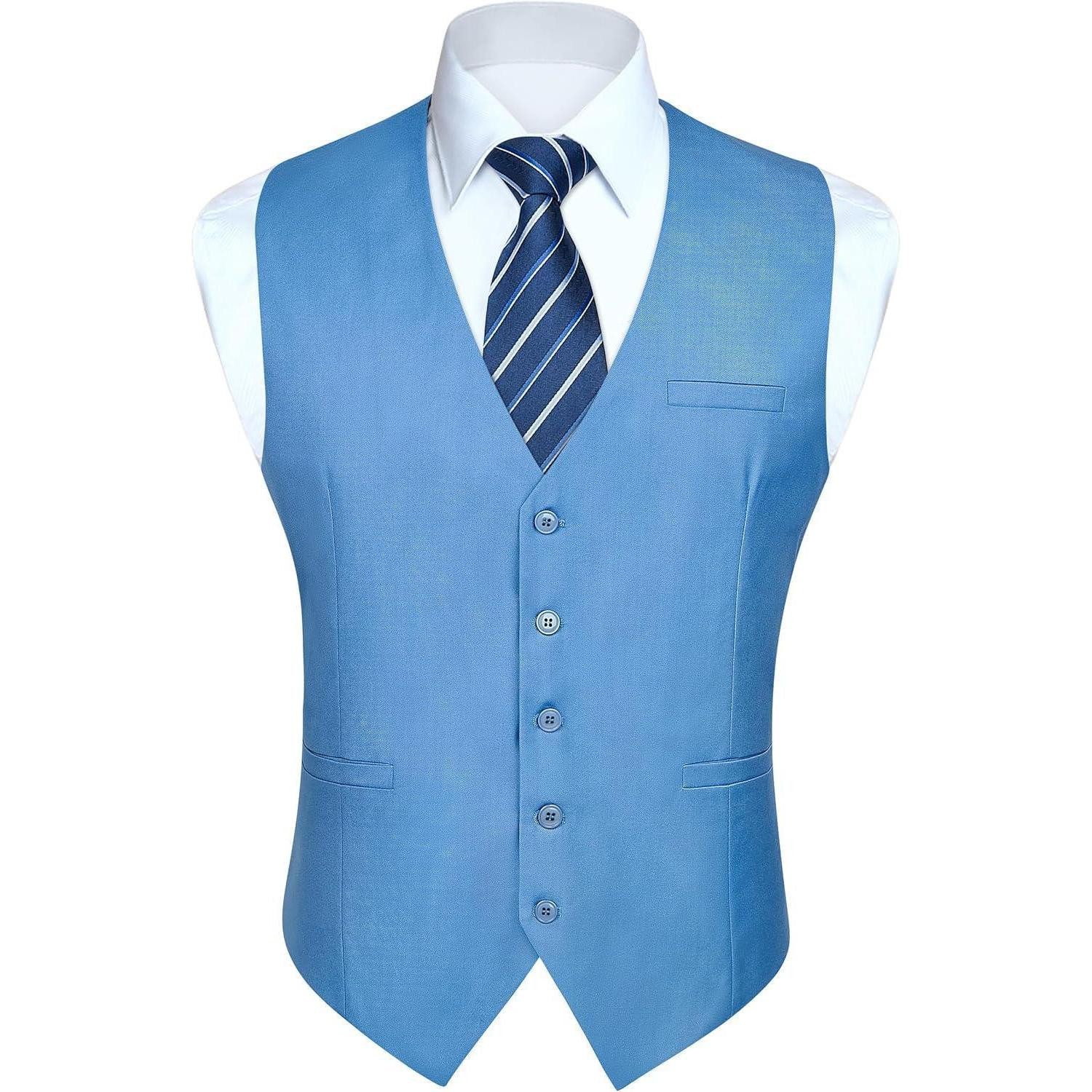 LuxusKollektion Krawatte Anzugweste Herren Business Hochzeit Taschen 4XL Blau-1