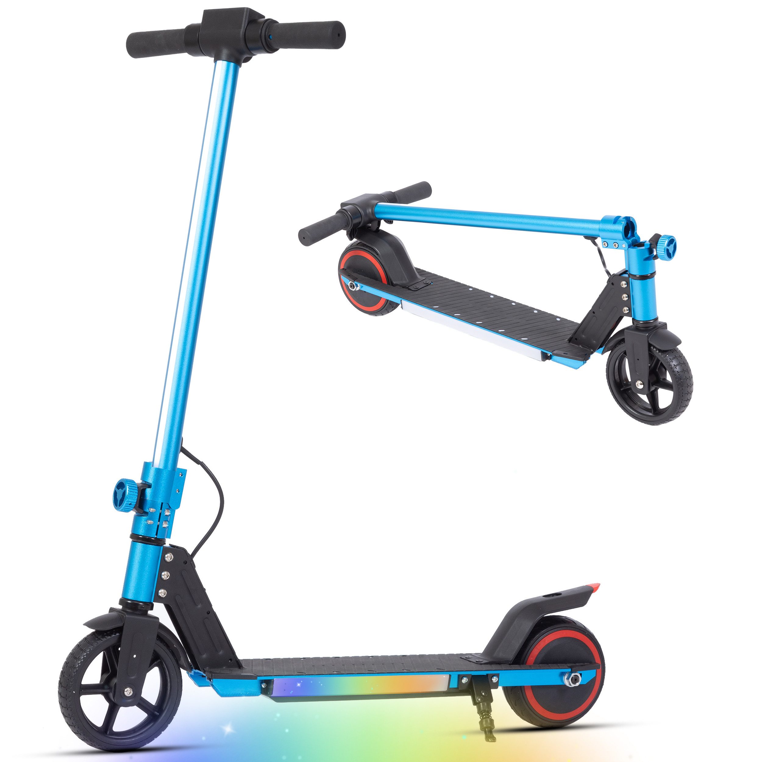 Cityroller 6,5'' Kinderscooter 6-12 J., faltbar, bis 8km, farbliche Lichtstreifen