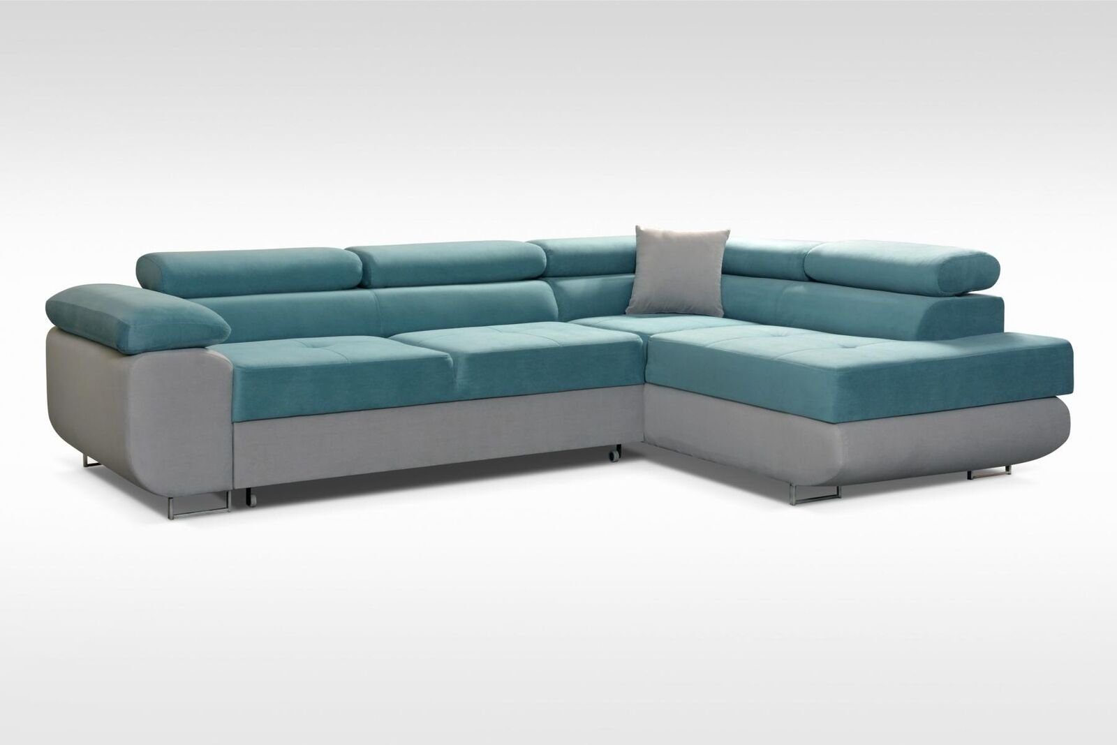 JVmoebel Ecksofa, Design Schlafsofa Möbel Textilpolster Couch Sofa L Form Ecksofa Blau/Grau