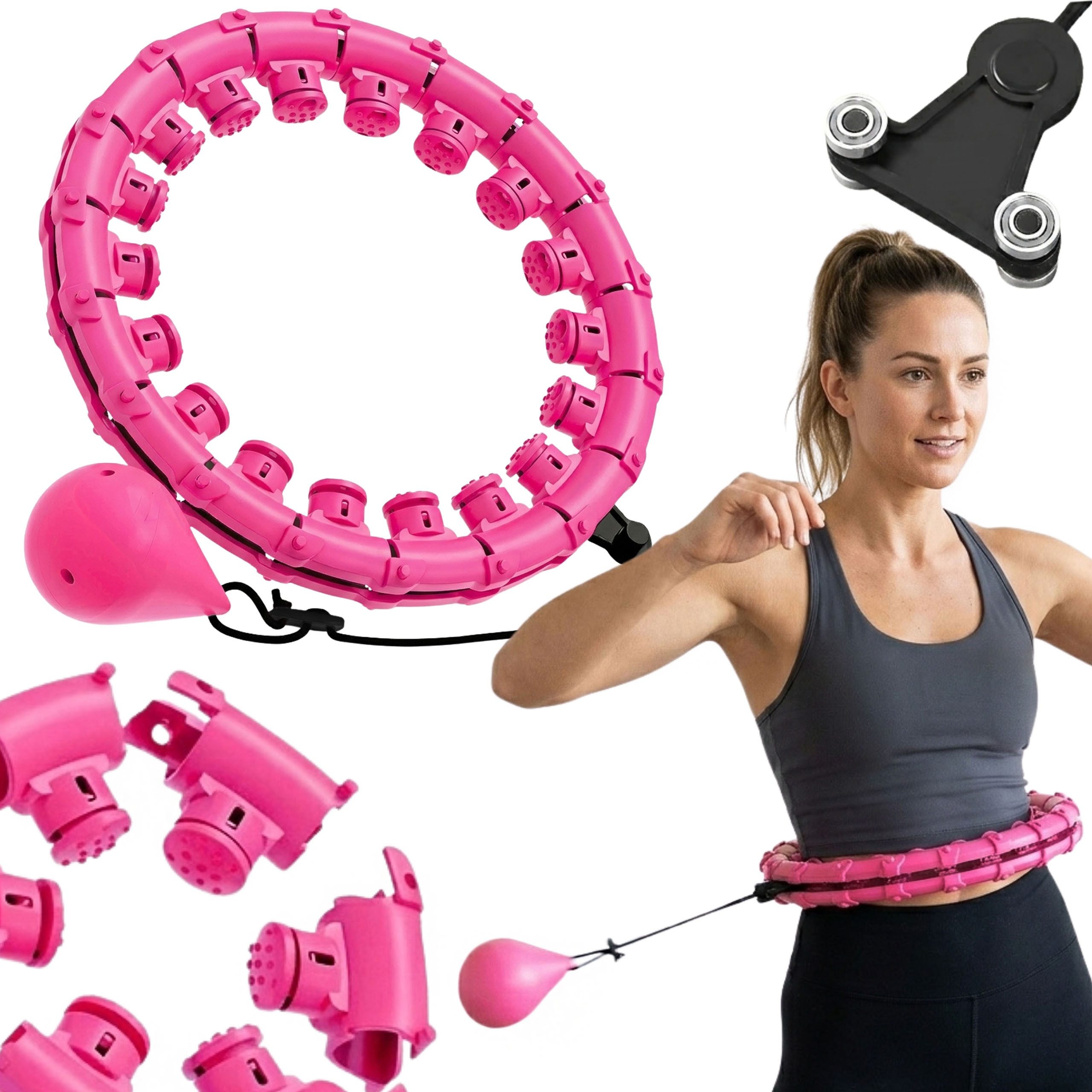 Sarcia.eu Hula-Hoop-Reifen Fitness-Hula-Hoop mit Gewicht und MASSAGENOPPEN, ROSA, zum Trainieren