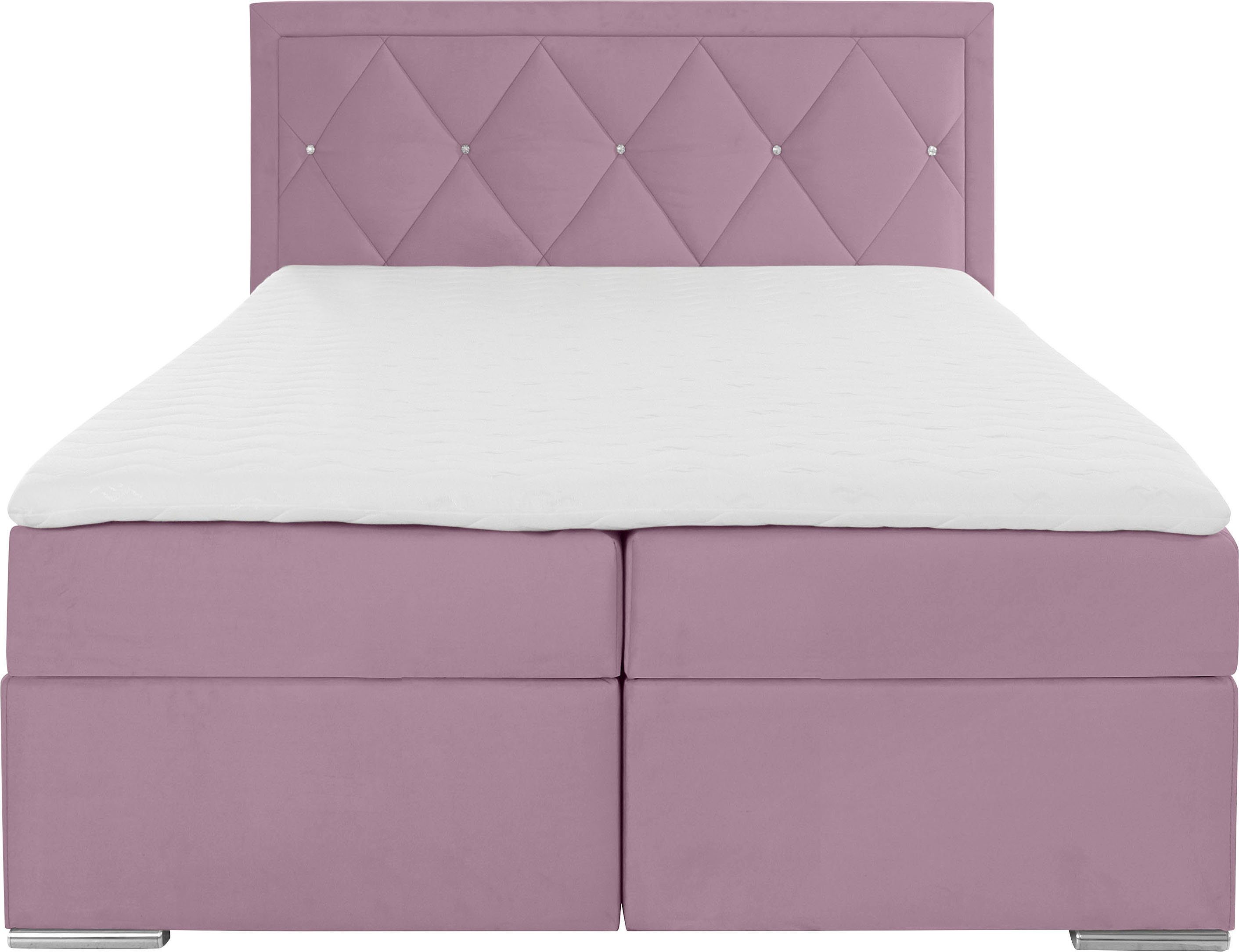 Home affaire Boxbett ALFIE, Polsterbett wahlweise mit Bettkasten, Samtvelours-Bezug (mit PUR-Schaumtopper (H2), Kaltschaumtopper (H3) oder Viscotopper (H4), mit – Bild 4 von 5