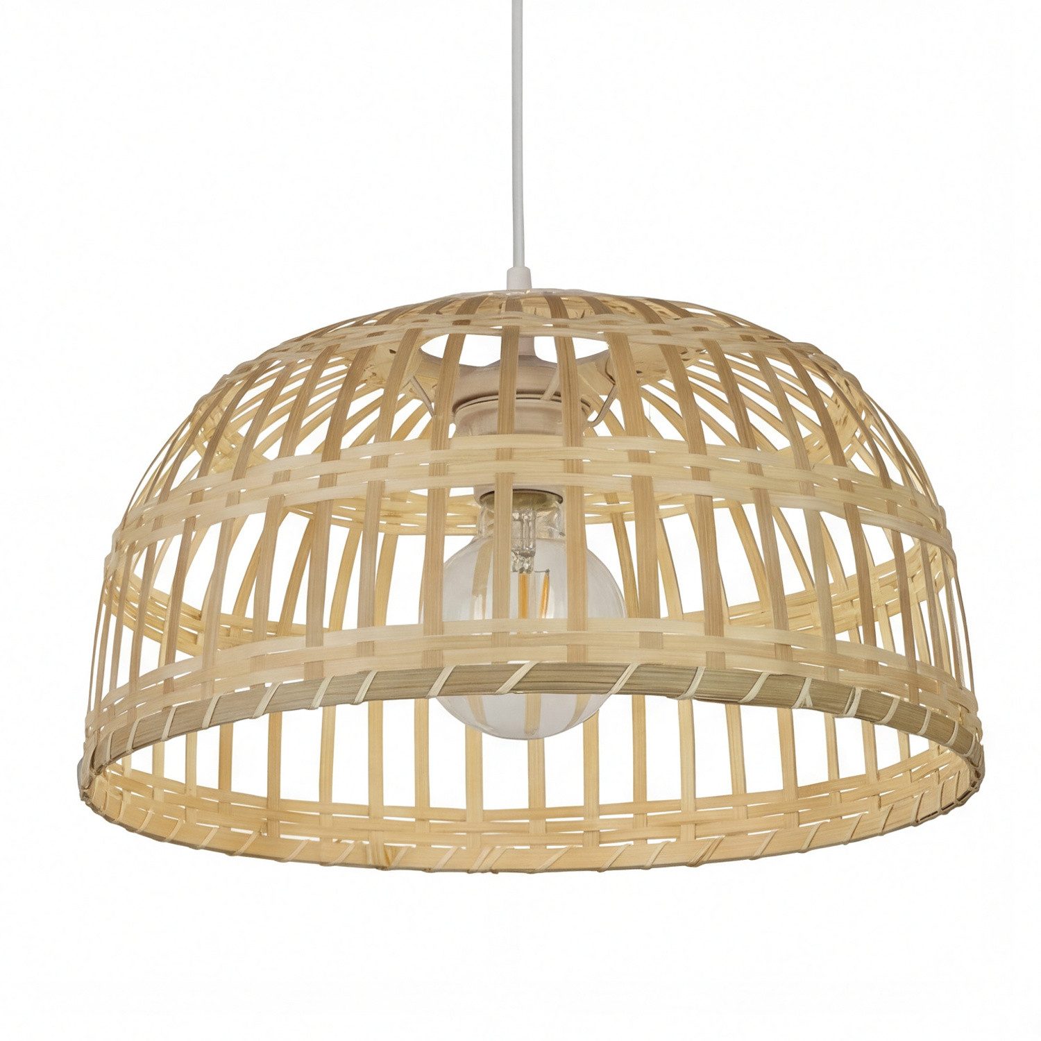 Licht-Erlebnisse Lampenschirm BAMBOO, Bambus Boho Ø 40 cm E27