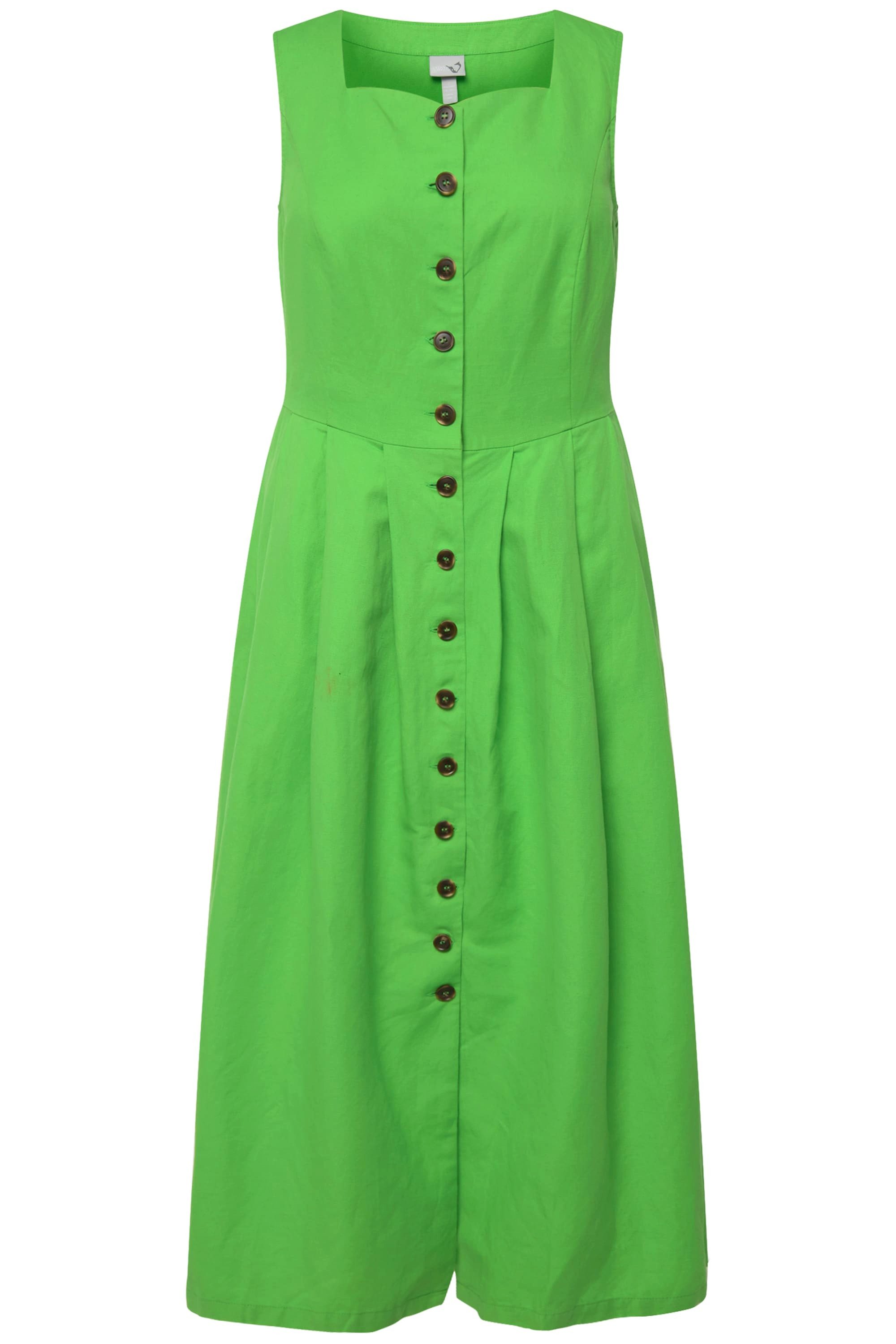 Ulla Popken Dirndl Trachtenkleid Leinenmix Herzausschnitt günstig online kaufen