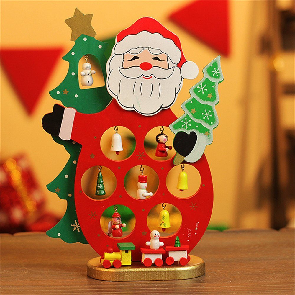 Rouemi Weihnachtsfigur Weihnachtsmann Holz Ornament, Weihnachten Schneemann Tischdekoration Rot