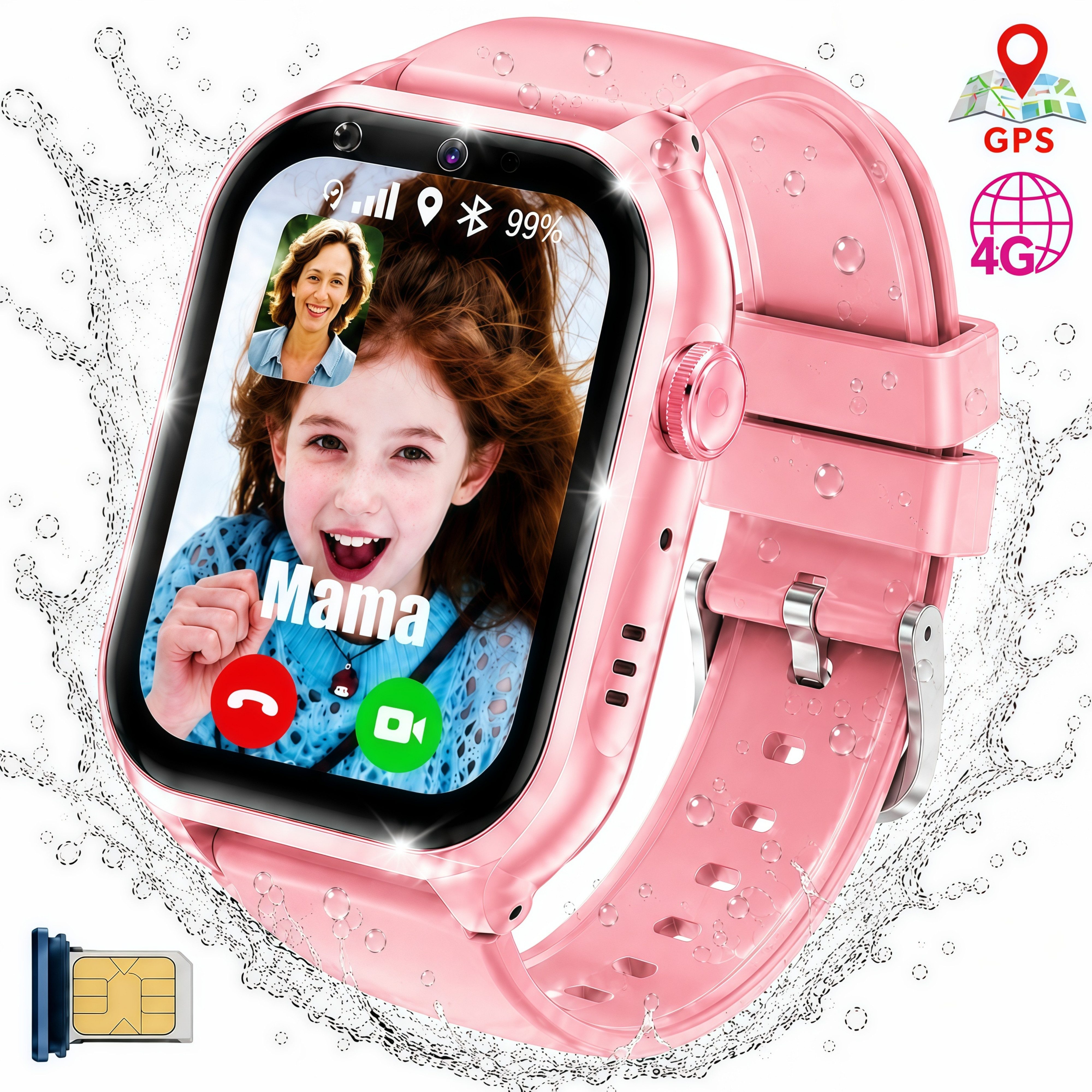 ibettertec Kinderuhr 2026 Smartwatch Kinder mit GPS und 4G, Installierbare APP Smartwatch (Smartwatch cm) 1,83"", 8GB, GPS+LES+WiFi, 4G-LTE, IP67, SOS, Bluetooth