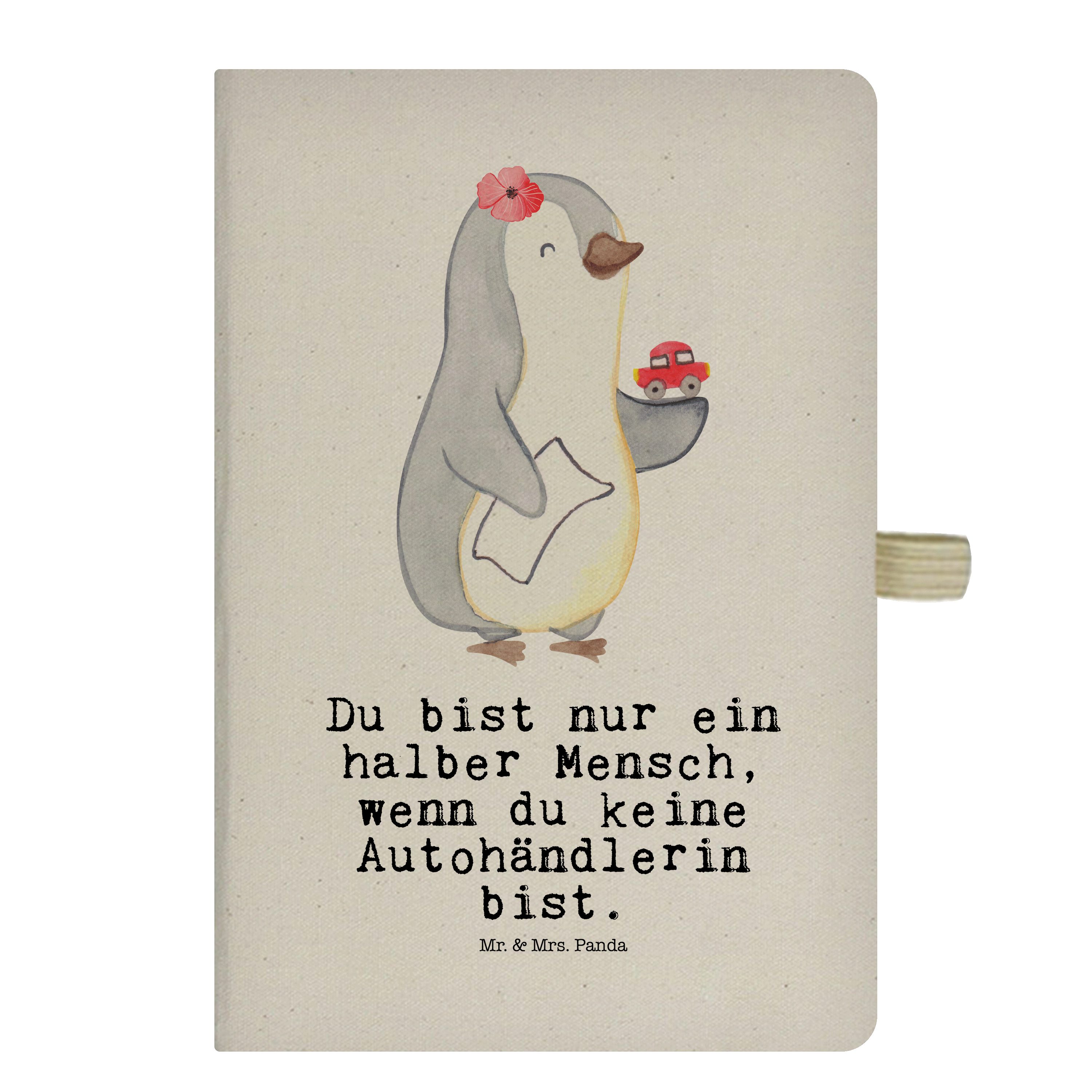 Mr. & Mrs. Panda Notizbuch Autohändlerin mit Herz - Transparent - Geschenk, Tagebuch, Arbeitskol Mr. & Mrs. Panda