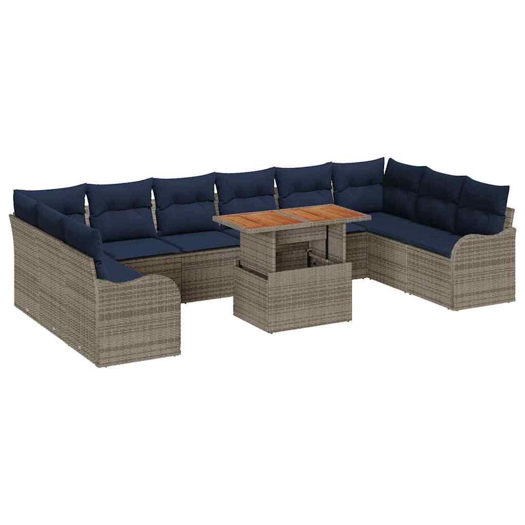 vidaXL Loungesofa Garten-Sofa-Set 11 stk. 10-Sitzanzahl Grau und Marineblau, 11 Teile