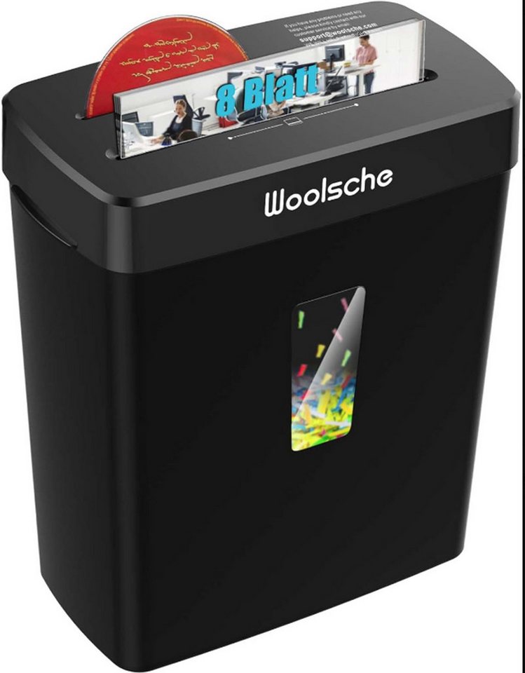 ibettertec Aktenvernichter Aktenvernichter, Heim- und Büro-Schredder, Kreuzschnitt 5×14mm, 8 Blatt Verarbeitungskapazität, Schwarzes Recyclinggehäuse
