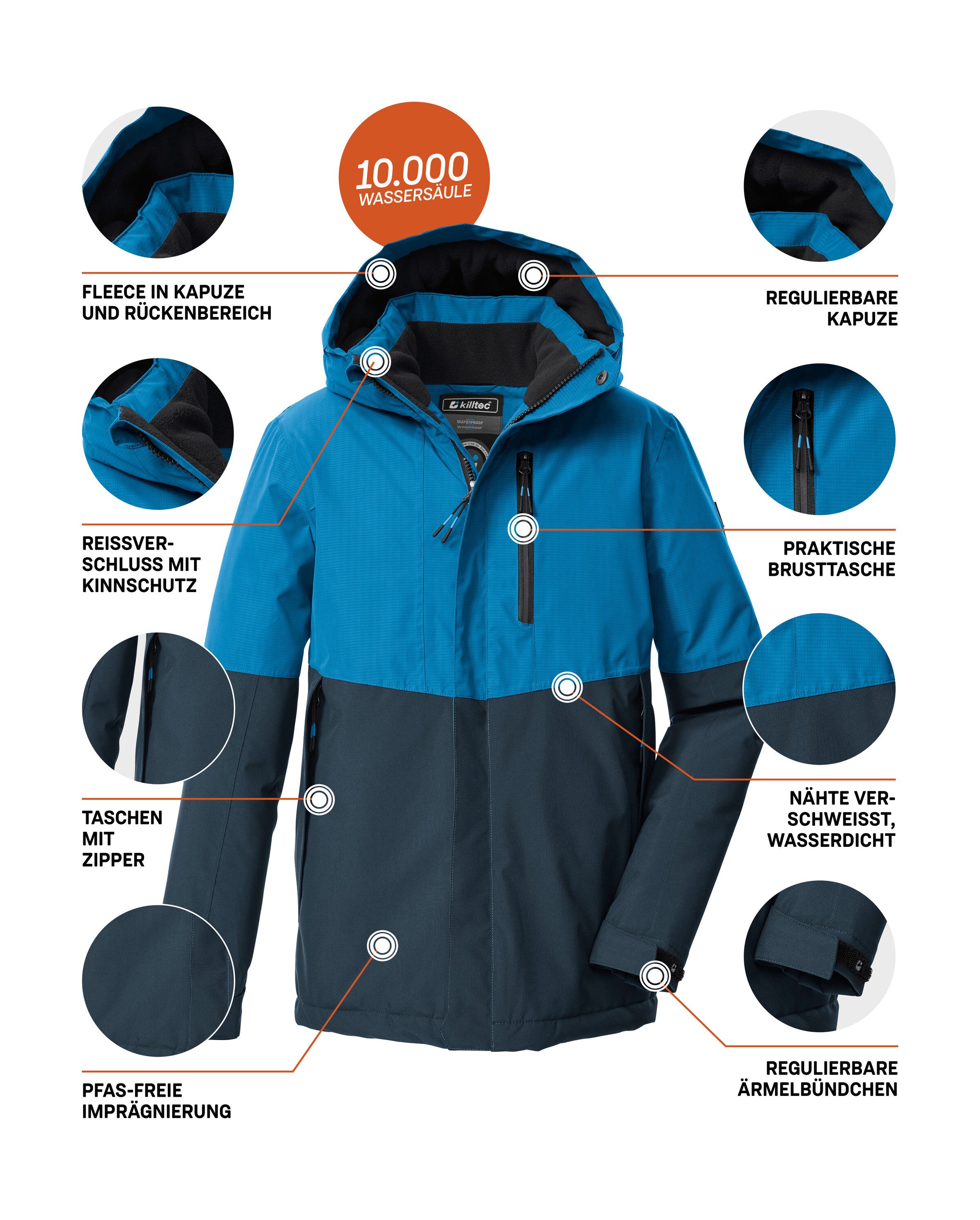 Killtec Funktionsjacke KOW 222 BYS JCKT Wind- u. wasserdichte Kinderjacke mit Fleece, reflektierender Print