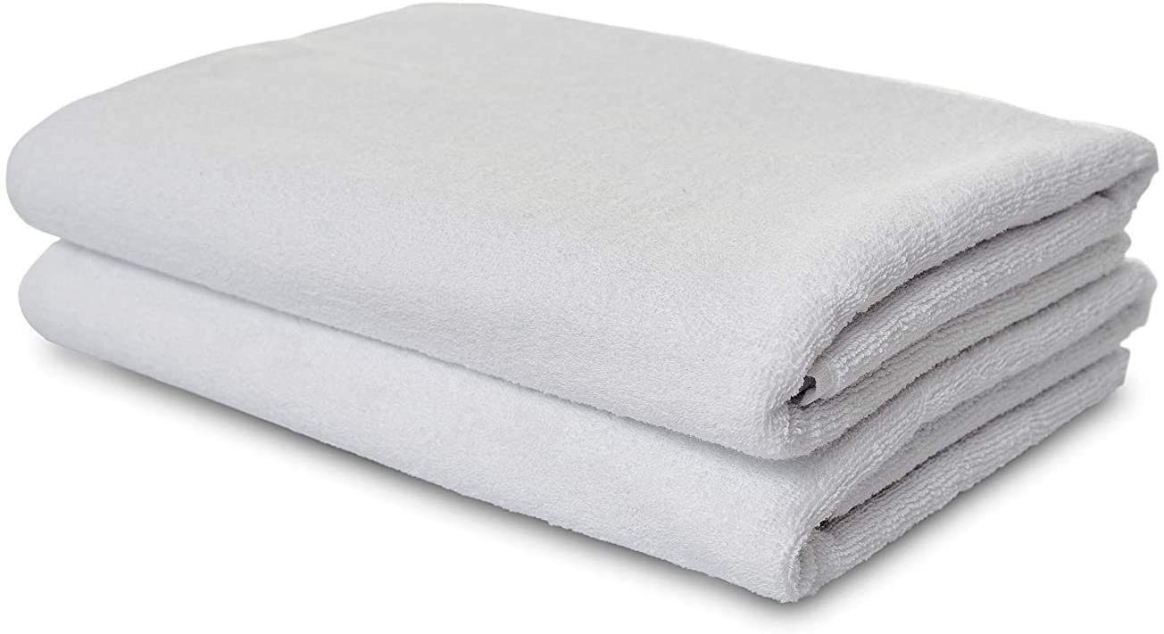Carenesse Duschtücher 70x140 cm weiß, 2-er Pack Badetuch mit glattem Frottee Towel Handtuch, Baumwolle, 100% Baumwolle fusselfrei saugstark weich Frotteehandtuch Frottiertuch