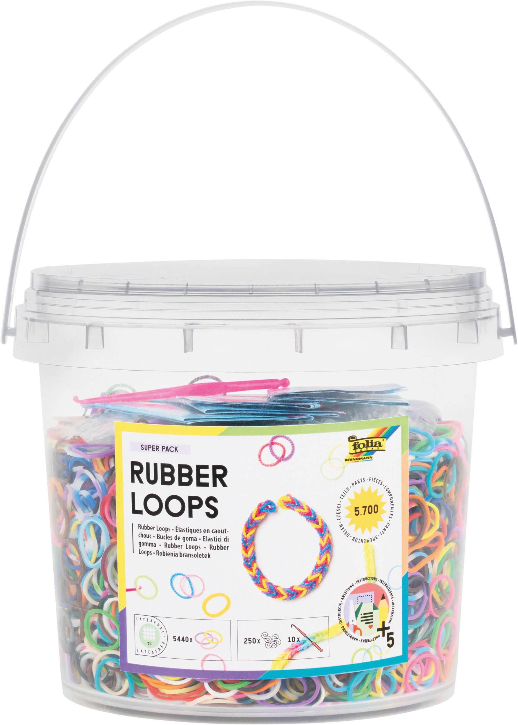 Folia Bastelnaturmaterial Rubber Loops, inkl. Zubehör, 5700-teilig