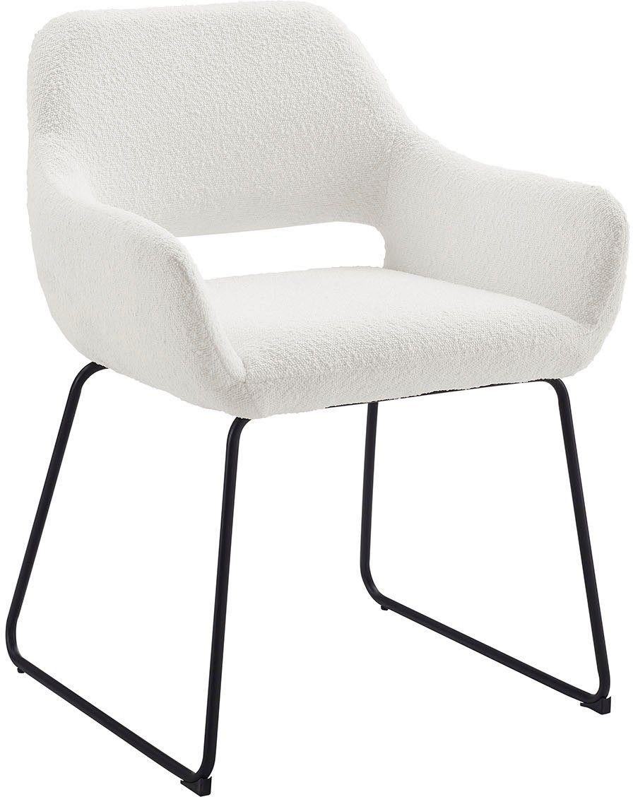 SalesFever Armlehnstuhl Komfortabler Esszimmerstuhl mit Stil, Bezug in moderner Bouclé Optik