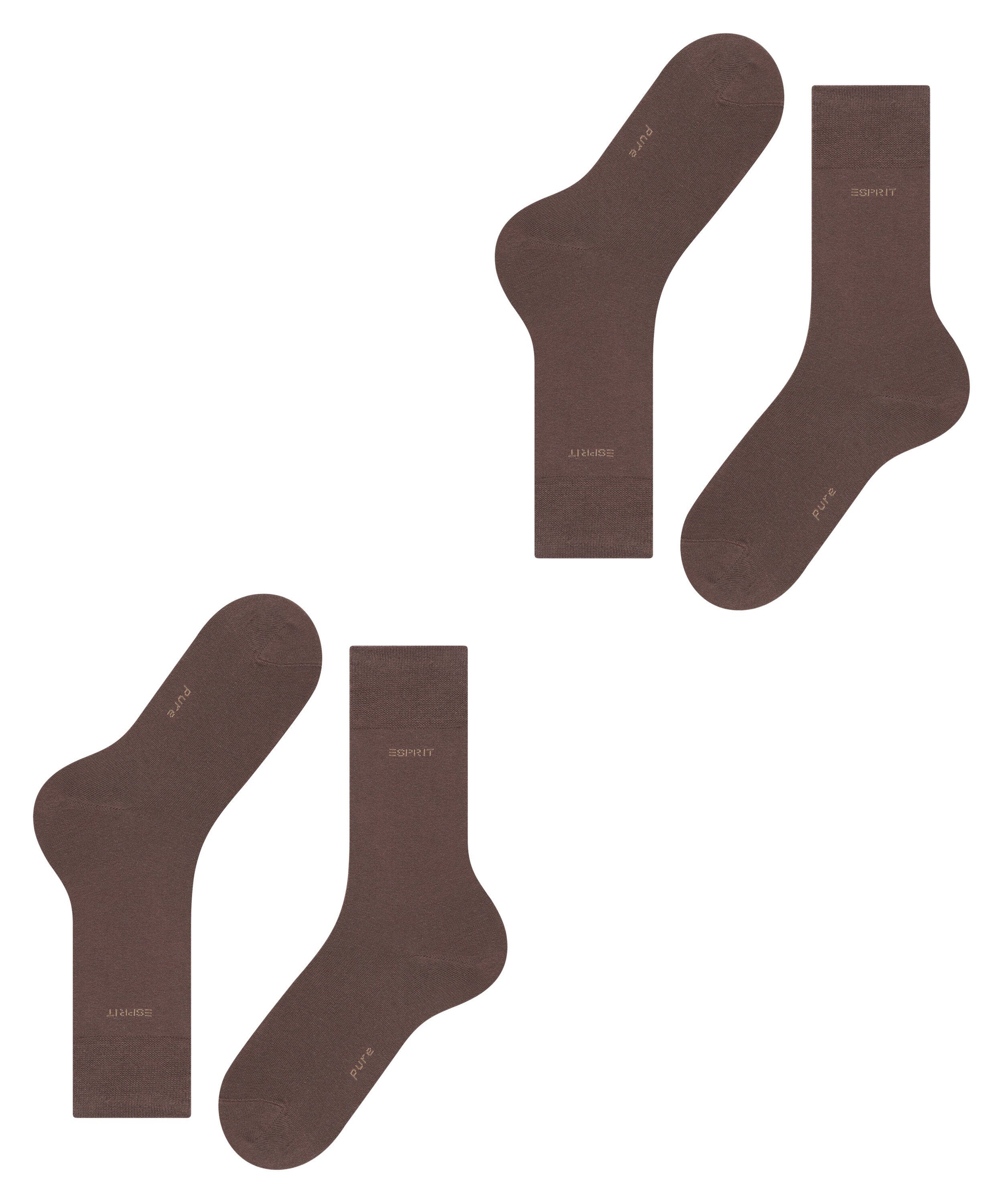 Esprit Socken Basic Uni dark brown (2-Paar) 2-Pack (5230)