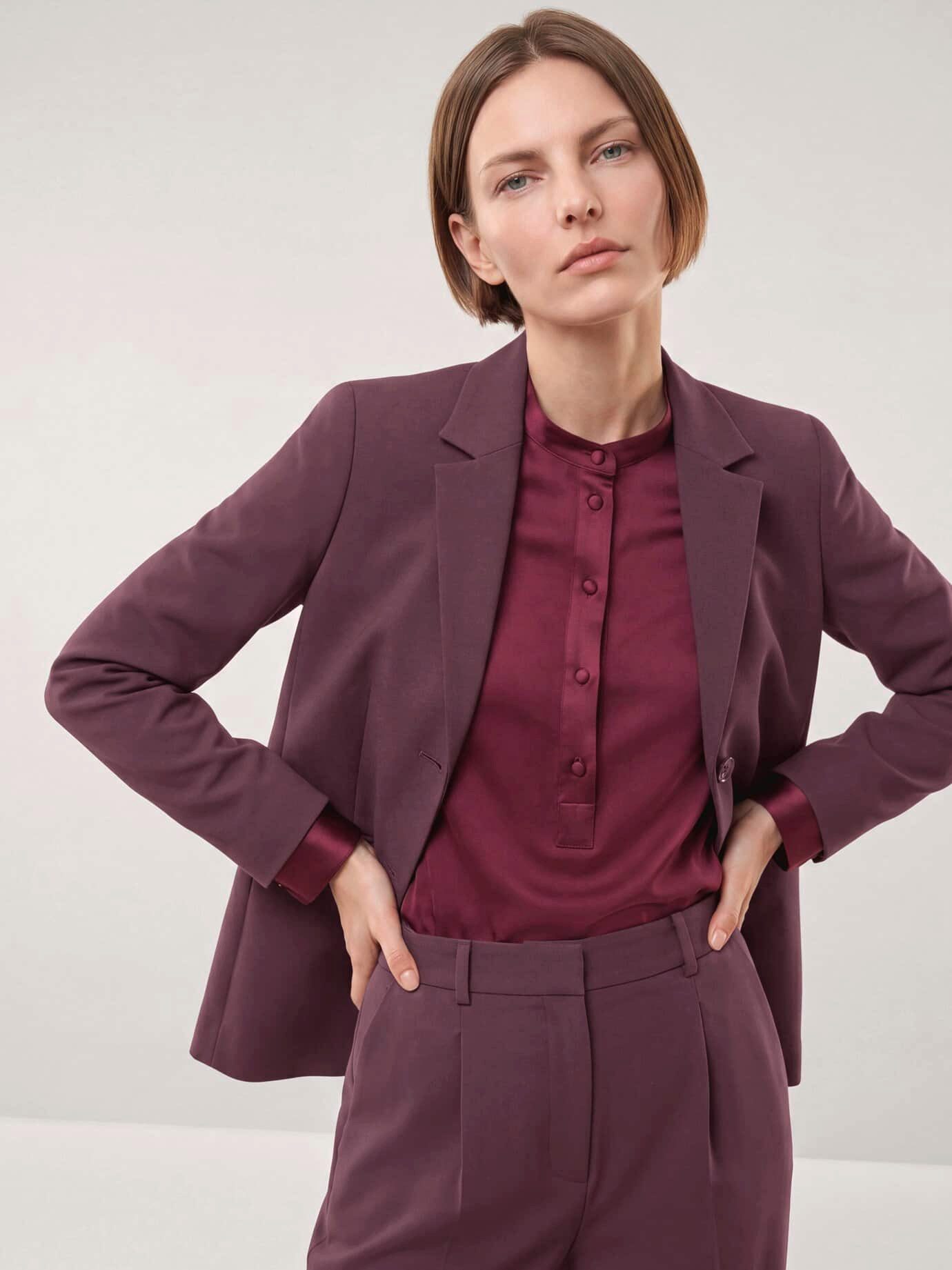 Walbusch Jackenblazer Damen Knitterarmer Blazer mit Revers Reverskragen, modern, bügelfrei, Kurzgröße