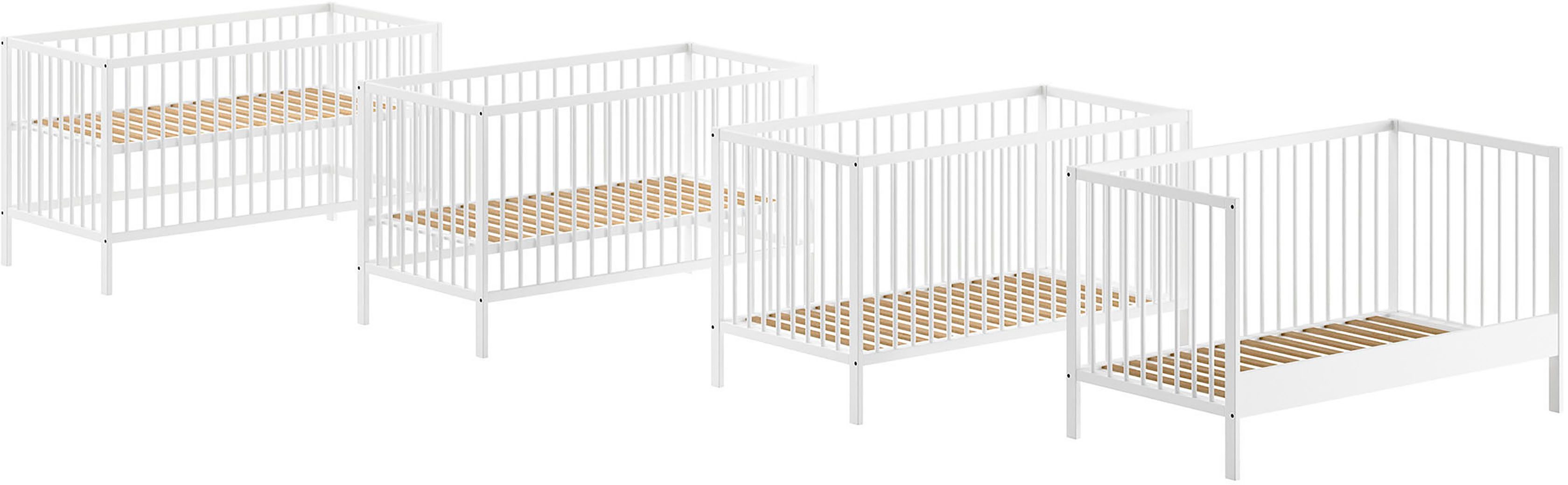 Babybett Dino 70/140 mit 3-fach verstellb. Lattenrost, inkl. 3 Schlupfsprossen