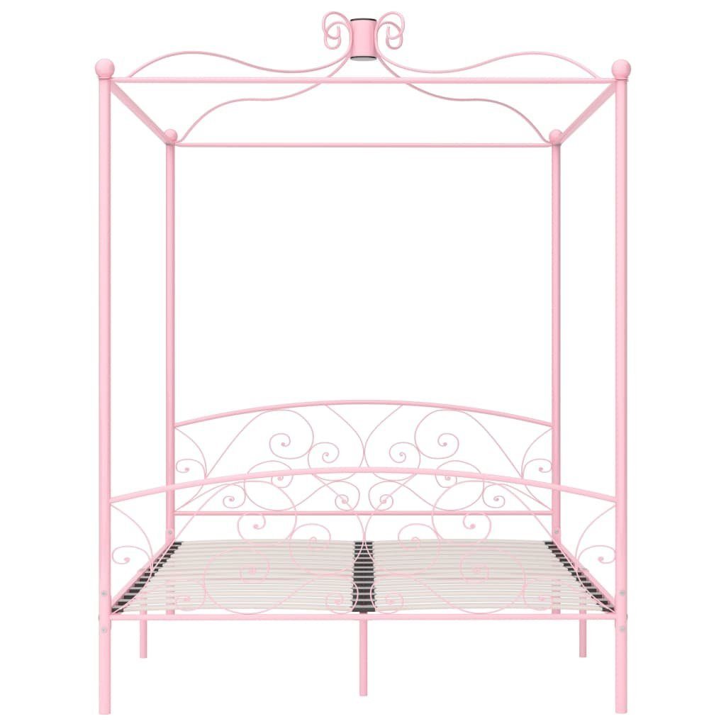 vidaXL Himmelbett 160 x 200 cm Himmelbett-Gestell Rosa Metall 160x200 cm Bett Bettrahmen