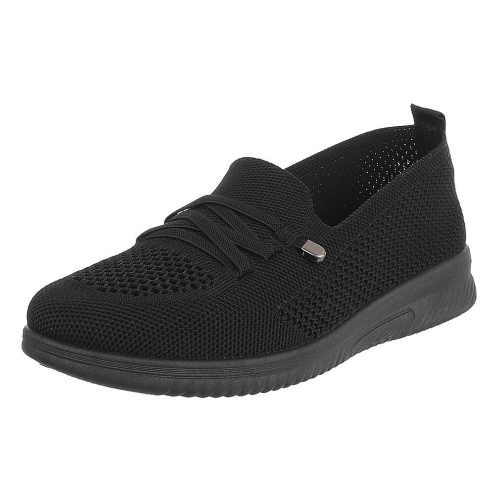 Ital-Design Bequeme Damenschuhe mit atmungsaktivem Mesh-Design Slipper (91554380) Keilabsatz/Wedge Slipper in Schwarz