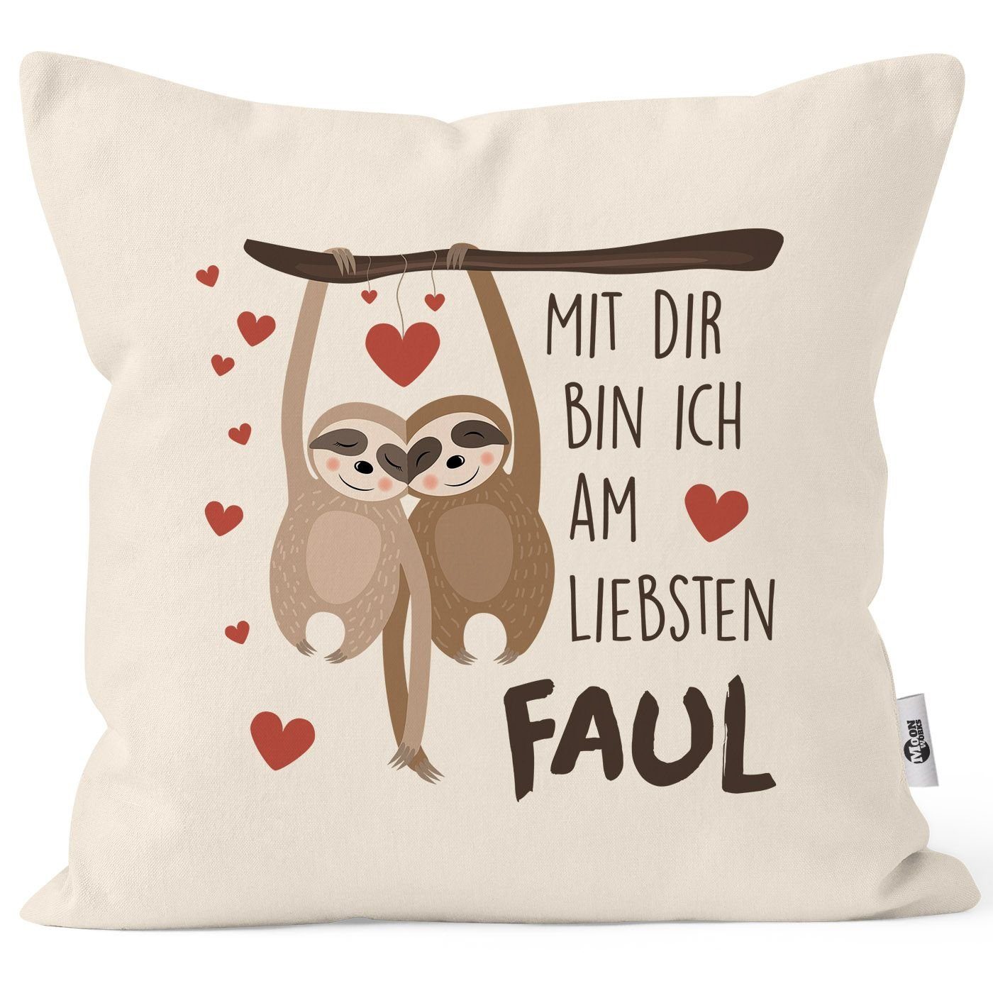 MoonWorks Dekokissen Kissen-Bezug Spruch Mit dir bin ich am liebsten faul F günstig online kaufen