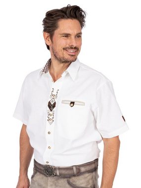 OS-Trachten Trachtenhemd Trachtenhemd DIRK Sticklegende Halbarm weiss (Regu