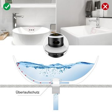 Auralum Ablaufventil Universal Ablaufventil mit Überlauf, Ablaufgarnitur für Waschbecken, Pop-Up Waschbeckenstöpsel