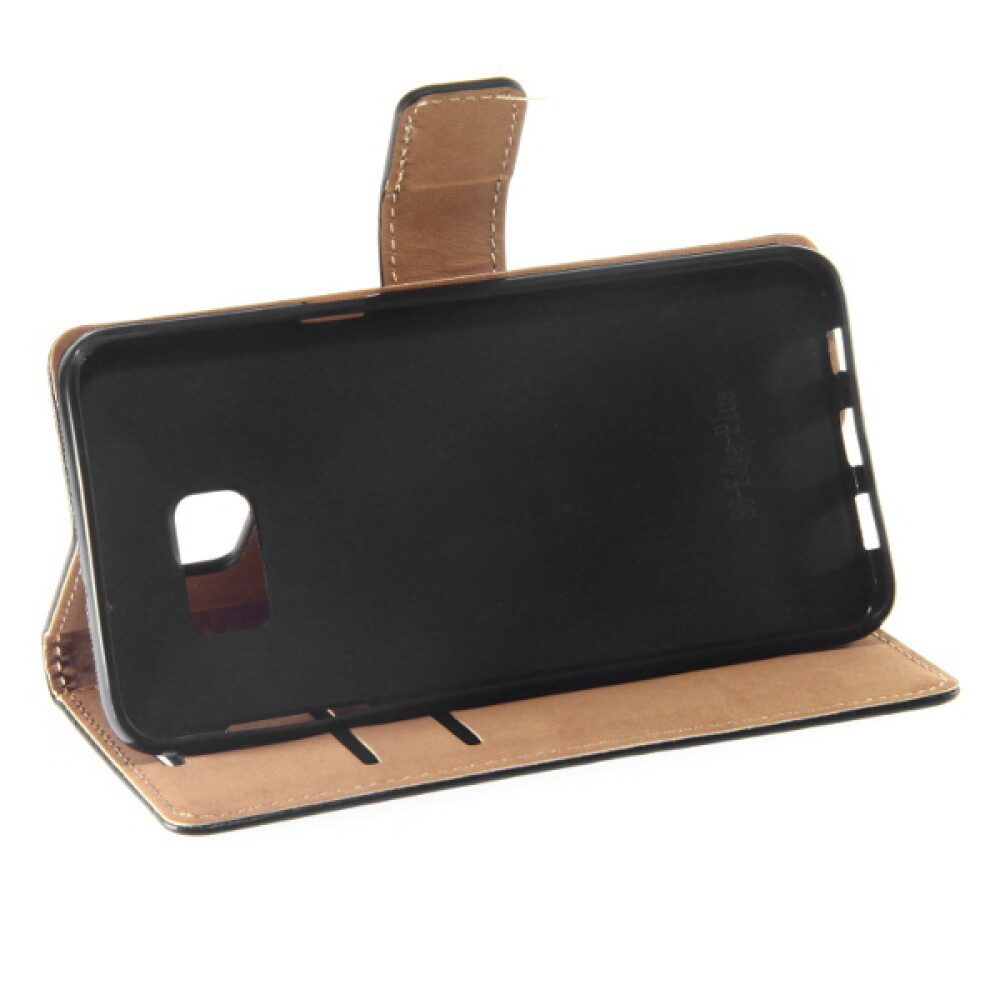 Handytasche Leder Handyhülle für Samsung Galaxy S6 Edge Plus Schwarz 4250710564811 (Book Cover)