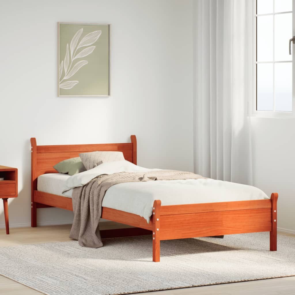 vidaXL Bett Massivholzbett ohne Matratze Wachsbraun günstig online kaufen