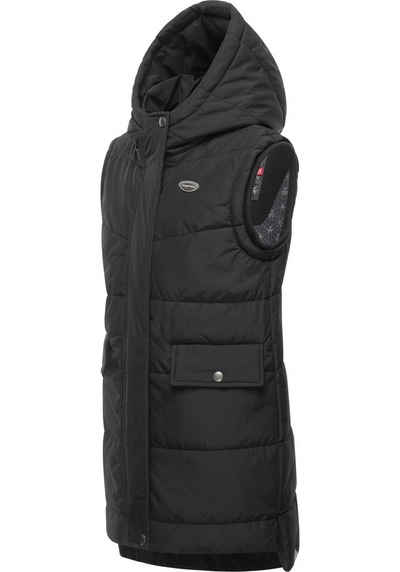 Ragwear Steppweste Amalca sportliche Outdoor-Weste mit Kapuze