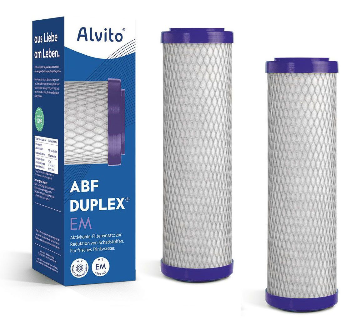 Alvito Kombifilter, 2x Alvito ABF Duplex EM - Aktivkohle, Membran 0,15 µm + EM-Keramik