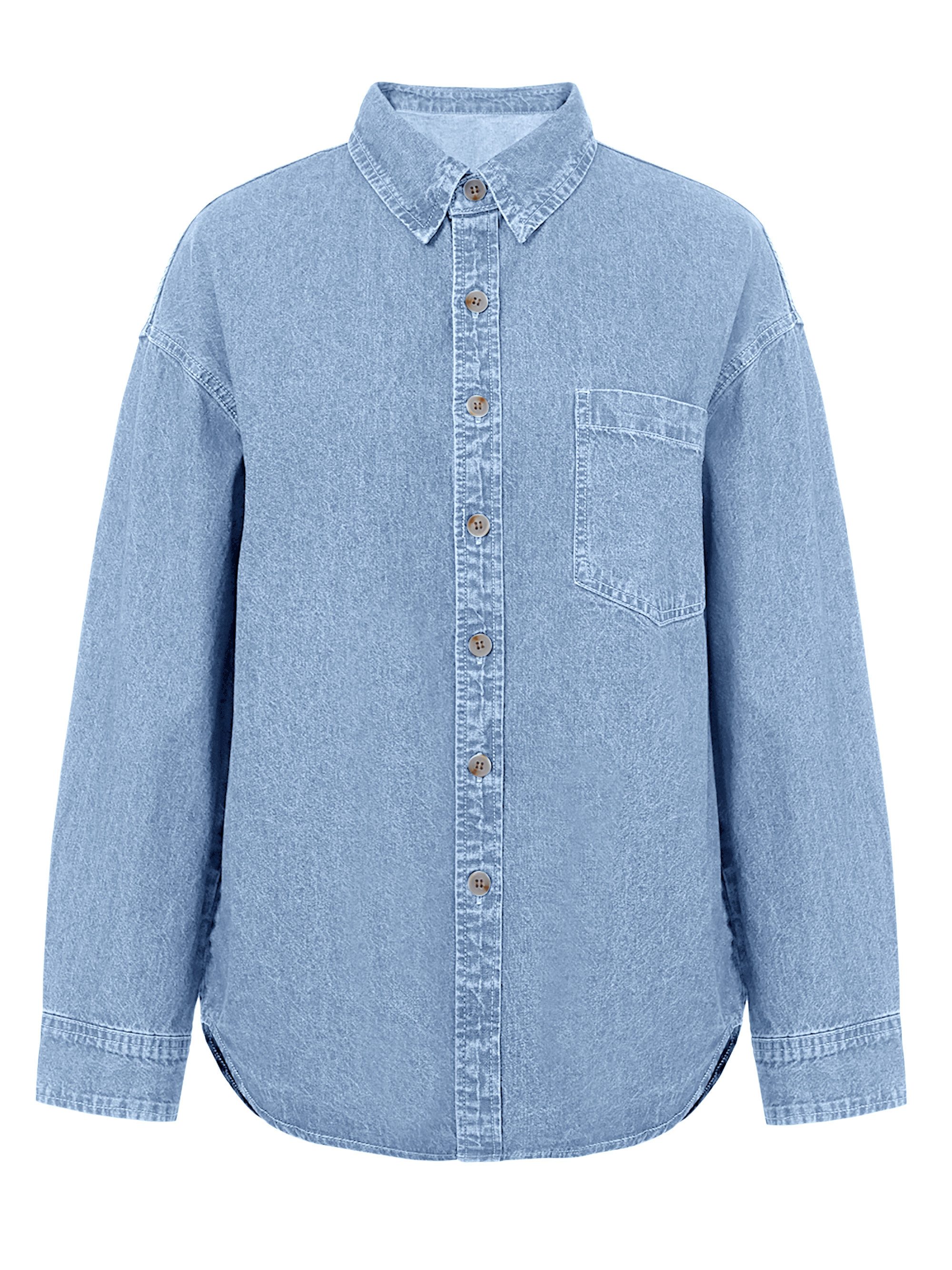 Imily Bela Jeansbluse Damen Lässig Boyfriend Jeansjacke Denim Oberteil (Packung, 1-tlg., 1per-Pack) aus Baumwolle in Unifarbe – Bild 5 von 5