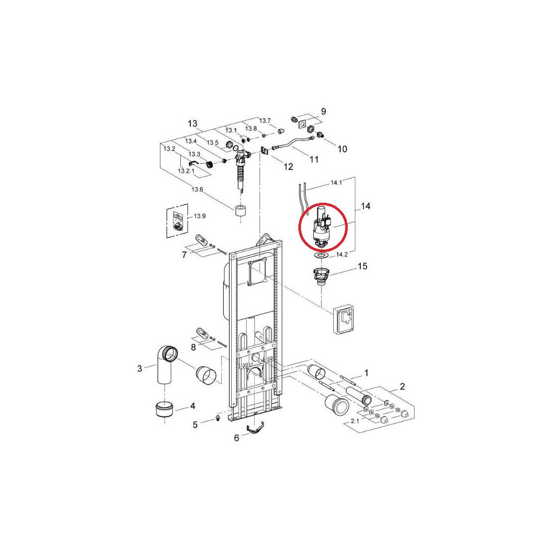 Grohe Ablaufventil pneumatisches Ablaufventil 2-Mengen für WE-Spülkasten Rapid/Uniset