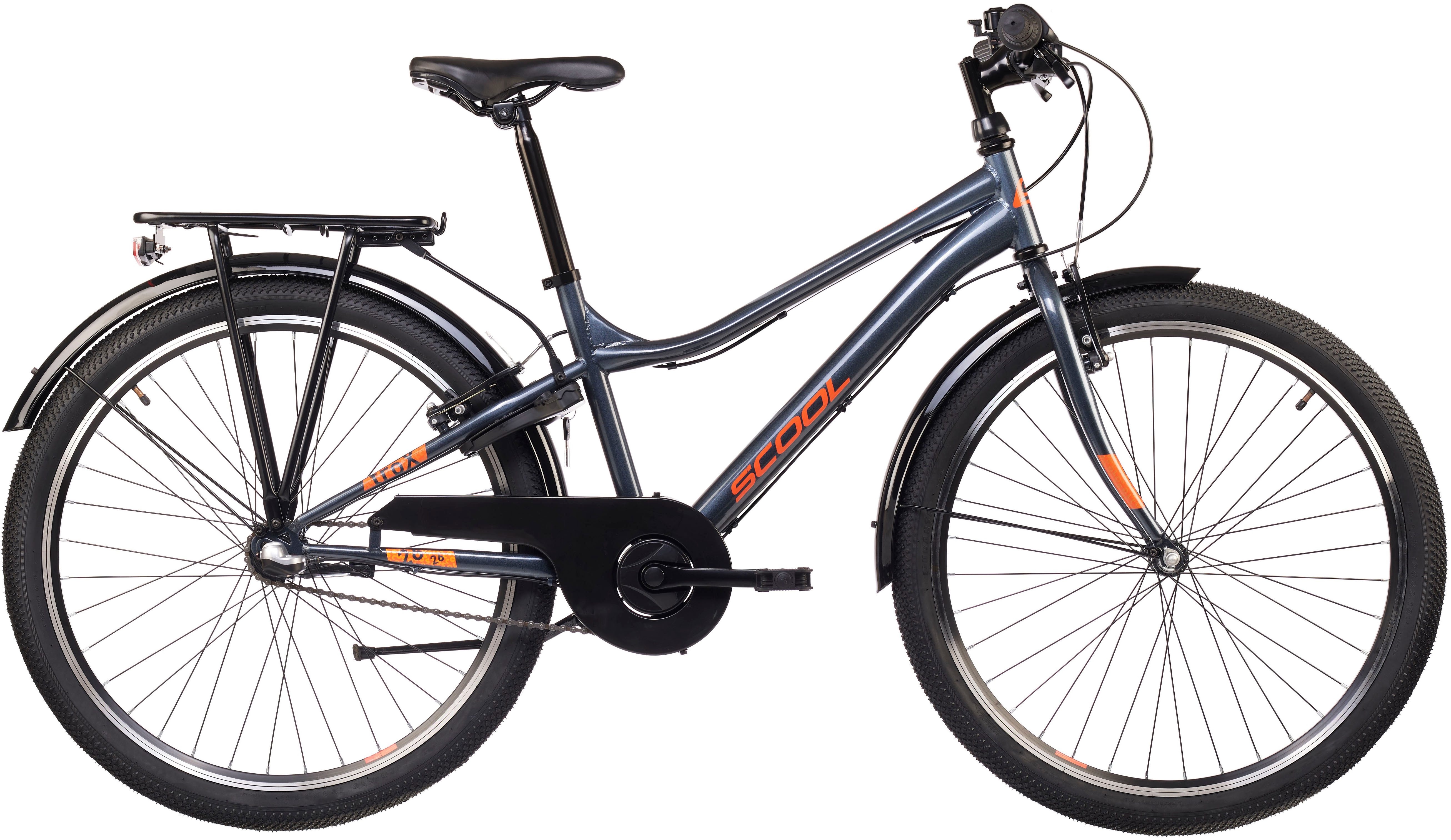 S’COOL Jugendfahrrad S'COOL troX, 3 Gang Shimano, Nabenschaltung, 26 Zoll, Jugendliche, mit Gepäckträger und Schutzblech