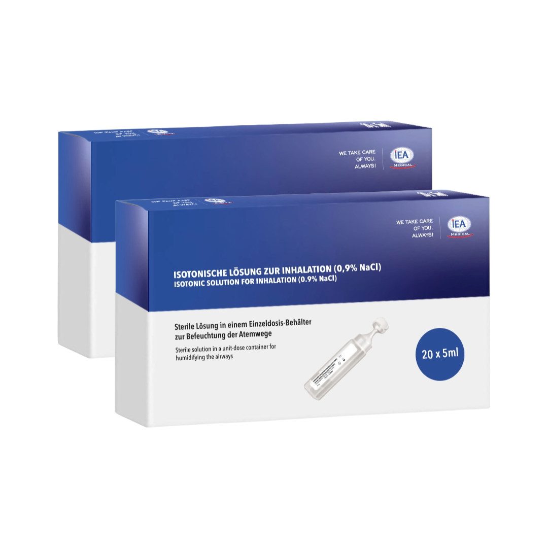 IEA Medical Inhalations-Zusatz Kochsalzlösung 0,9% NaCl zum inhalieren 40 x 5ml, 40-tlg., steril, isotonisch & konservierungsfrei – für Familie, Inhalator