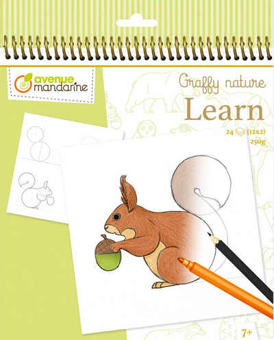 Avenue Mandarine Malvorlage Spiralbuch Zeichnen lernen Graffy Nature Der Wald, 12 x 2 Modelle